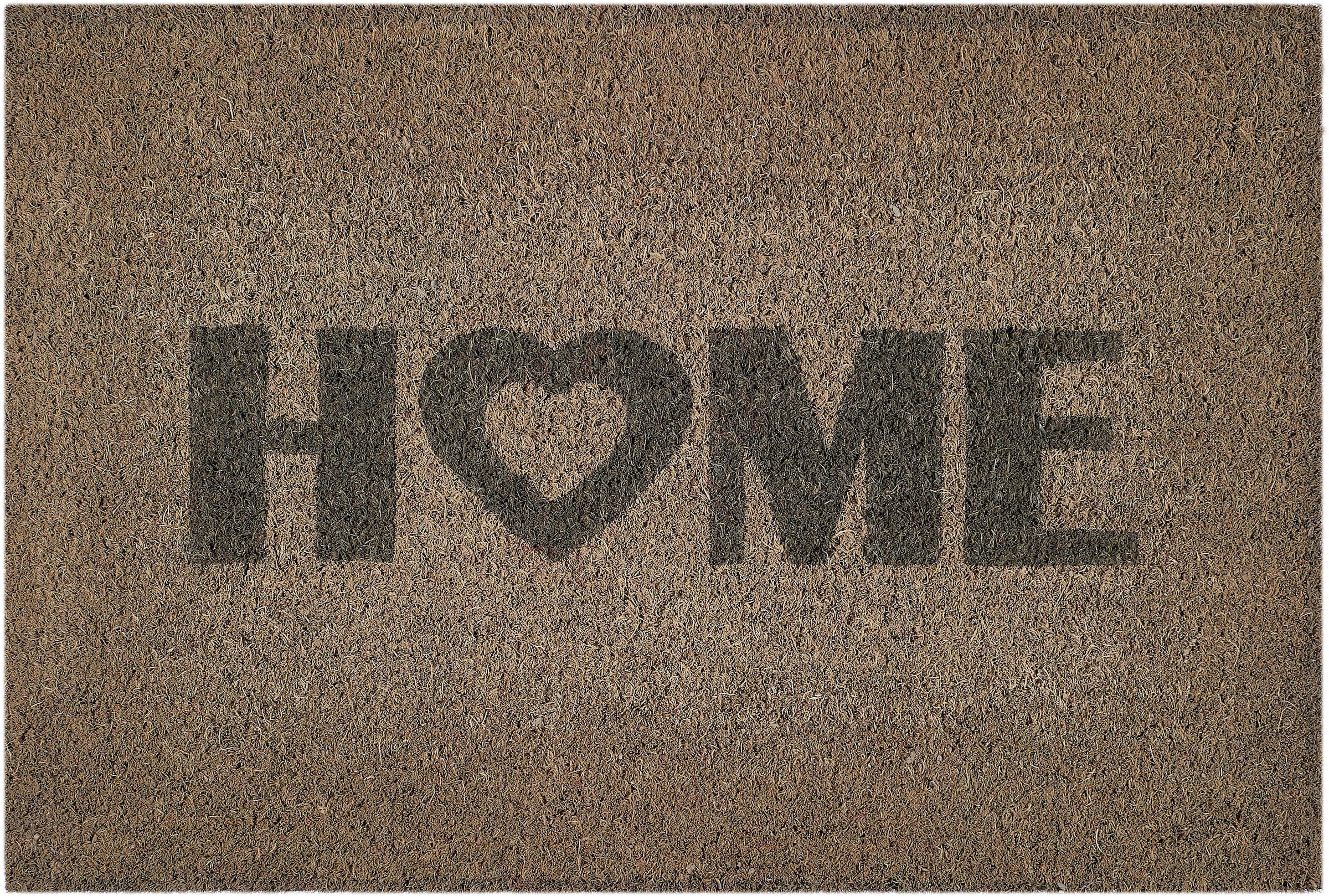 Andiamo Fußmatte »Kokos Home Heart«, rechteckig, 15 mm Höhe, Schmutzfangmatte, Kokosmatte, mit Spruch, In- und Outdoor geeignet