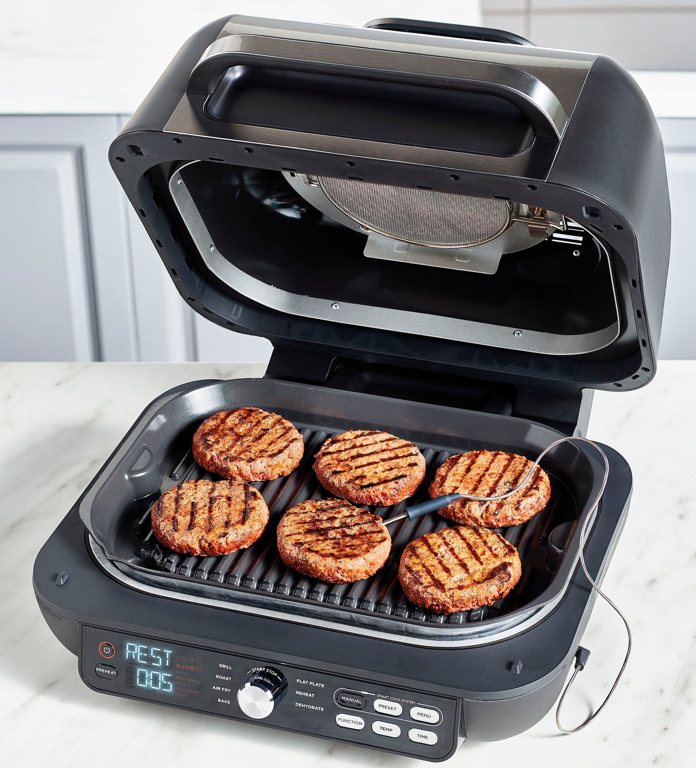 NINJA Elektrogrill »& Heißluftfritteuse, MAX PRO AG651EU«, 2460 W, inkl. Plancha, 3,8 L Volumen