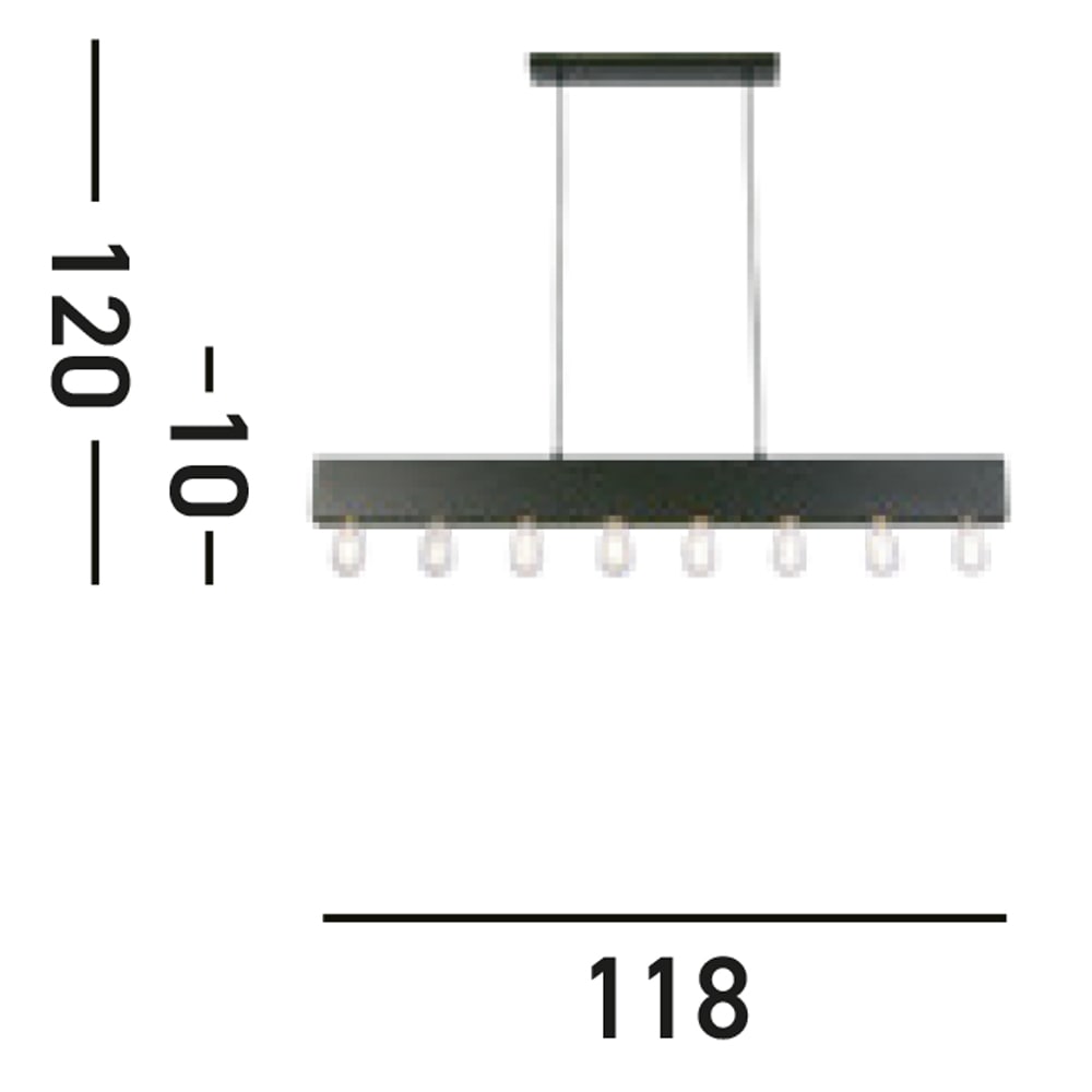 Searchlight Hängeleuchte »Piano 8Lt Diner Bar Pendant - Matt Black Metal« E27 1 Stk.