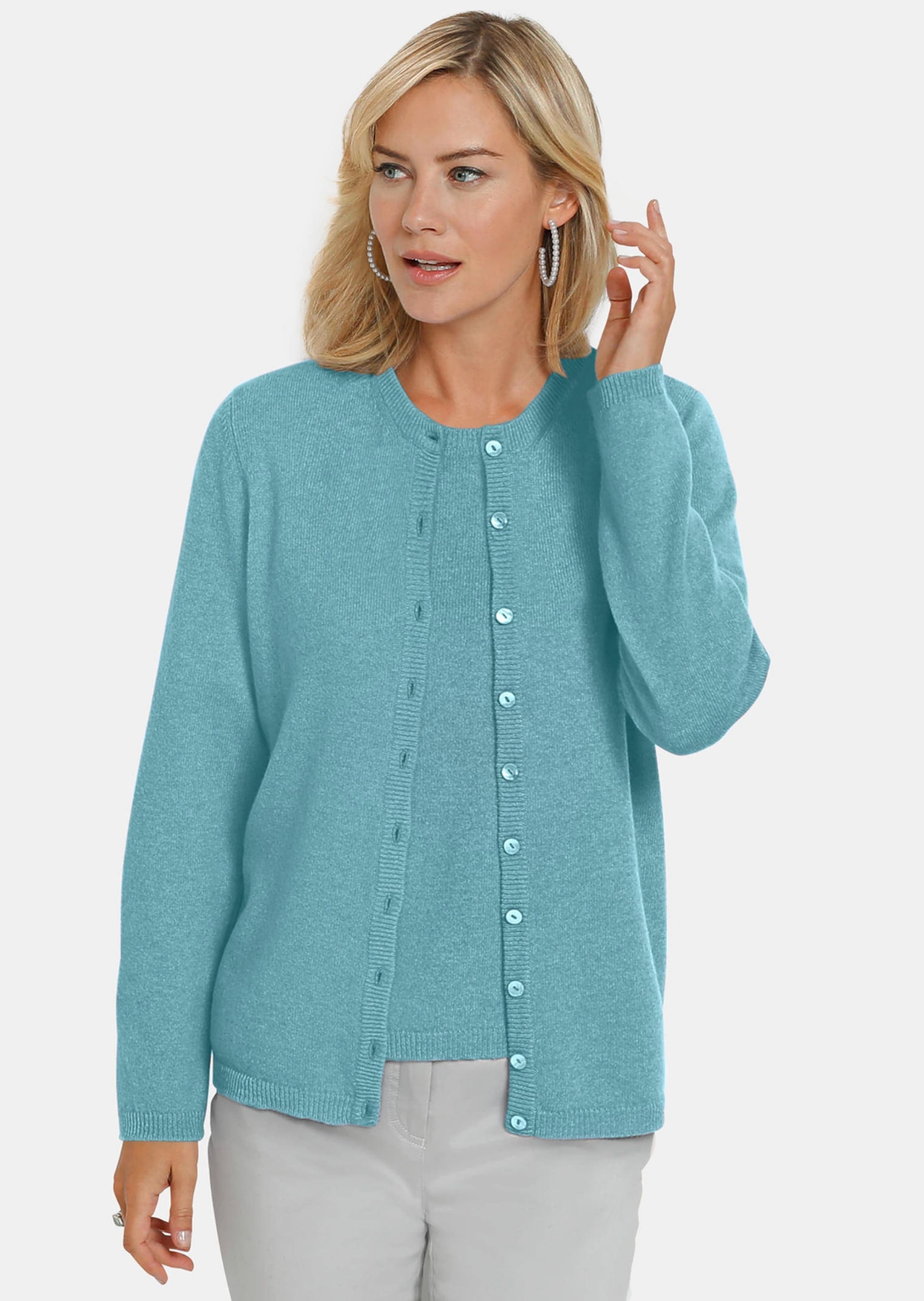 Thumbnail - GOLDNER Strickjacke "Kurzgröße Kaschmirstrickjacke mit Rundhals" Ohne