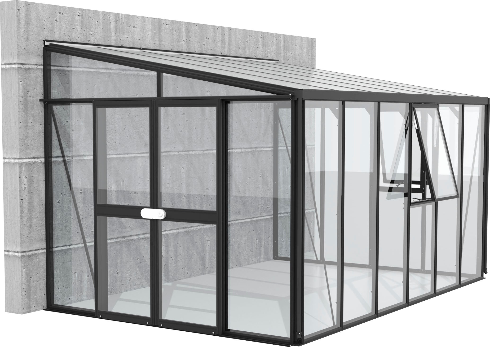 Vitavia Anlehngewächshaus "H elena 10200", Alu-Profile, 3 mm Sicherheitsglas, Dach 10 mm Hohlkammerplatten