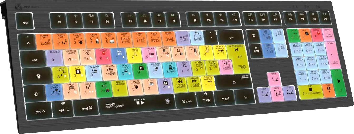 Logickeyboard Tastatur »Apple Logic Pro X2 Astra 2 DE (Mac)«, (Multimedia-Tasten-USB-Anschluss-USB-Hub-Ziffernblock)