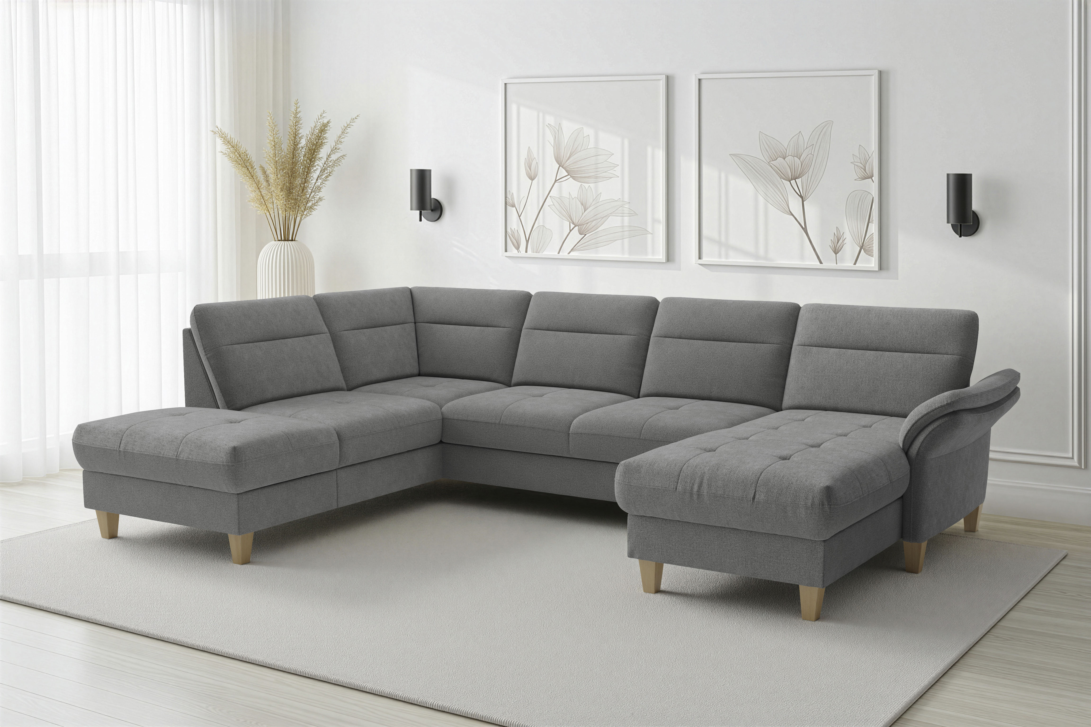 sit&more "Pamela U-Form, B: 292 cm, optional Schlaffunktion & Bettkasten" mit Federkern und Liegefläche aus Originalstoff