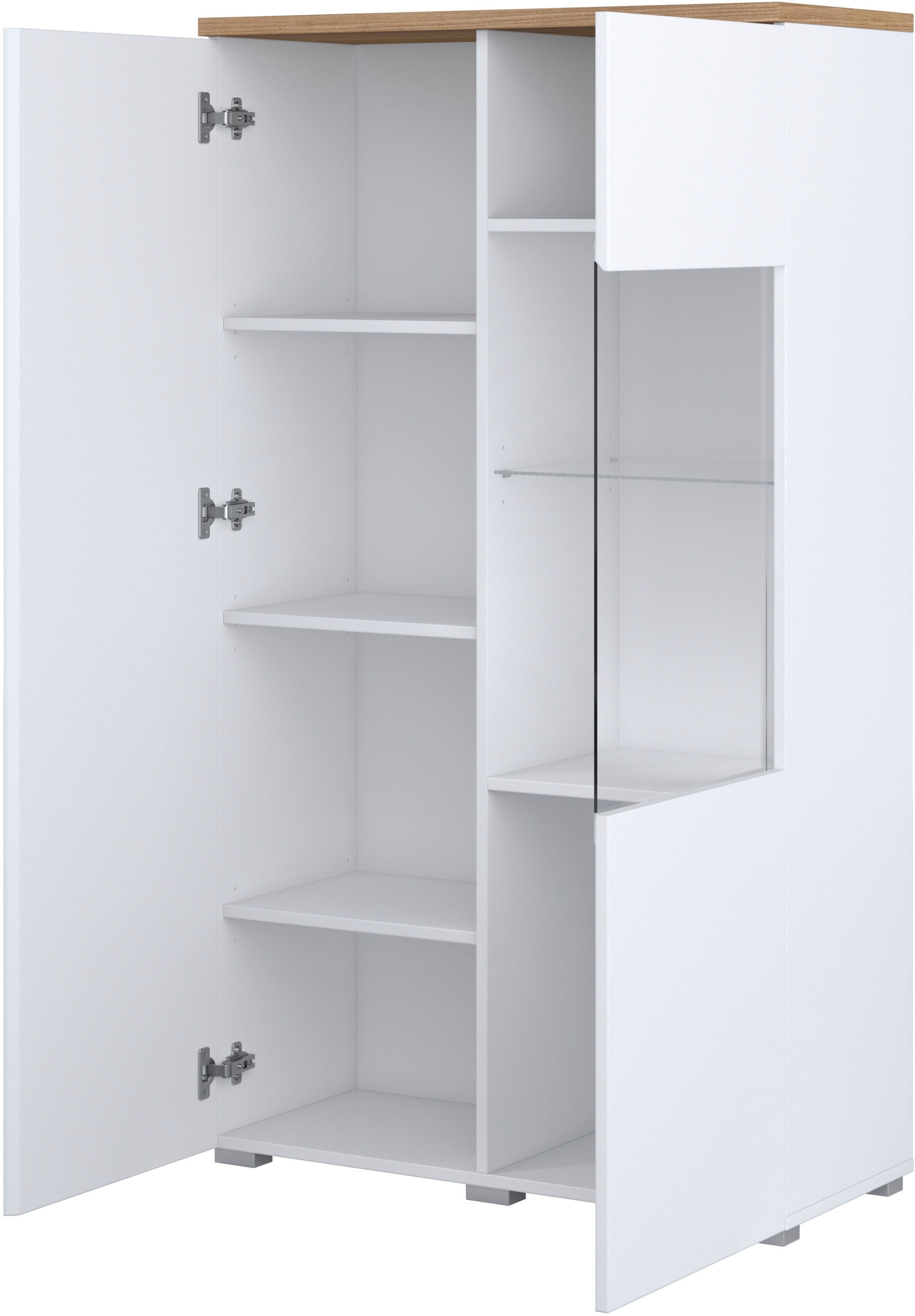 INOSIGN Vitrine »Modo, Breite 80 cm, moderner griffloser Vitrineschrank«, Vitrine mit viel Stauraum, Einlegeböden verstellbar, Glastür