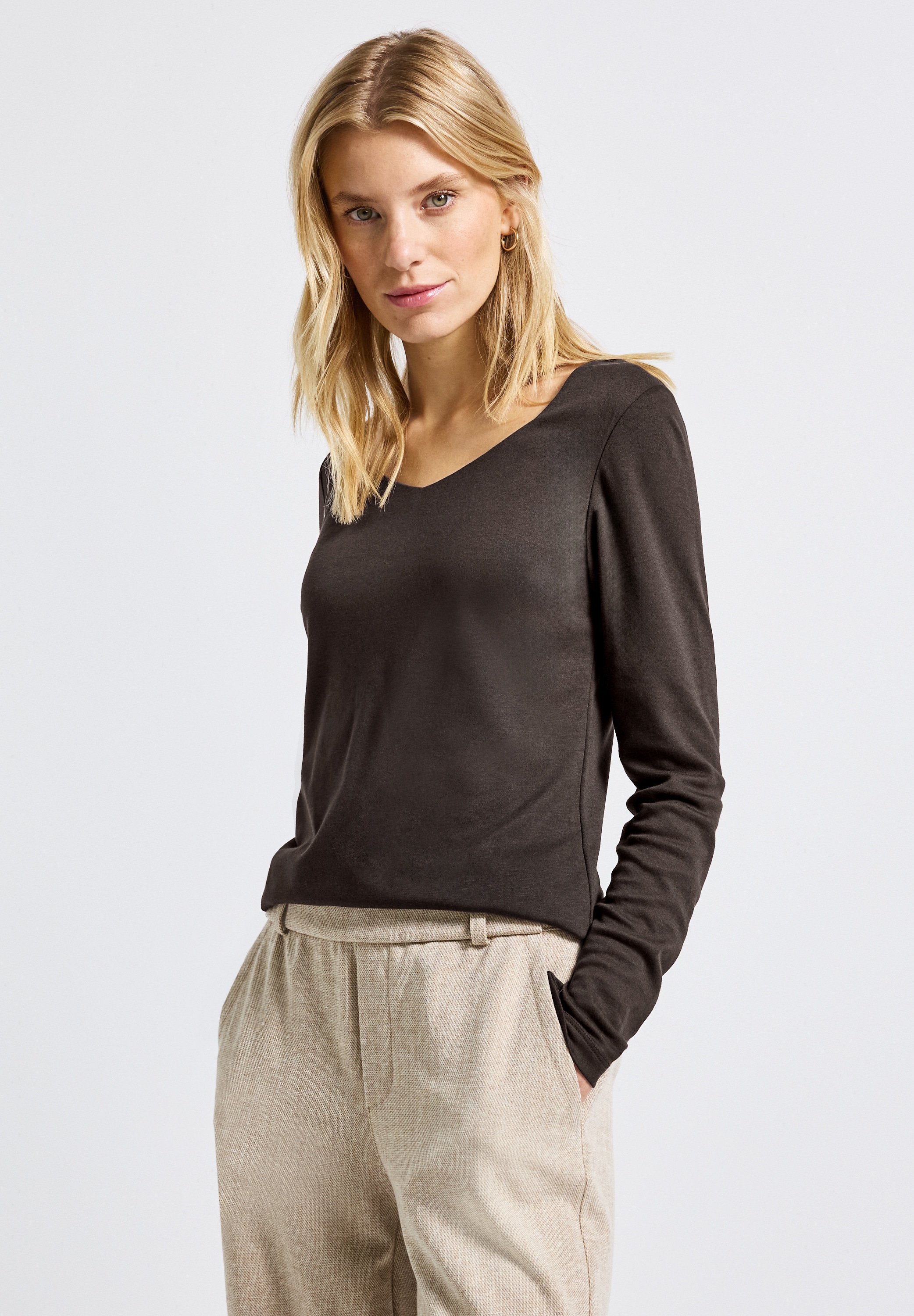 STREET ONE Langarmshirt, im soften Baumwoll-Mix günstig online kaufen