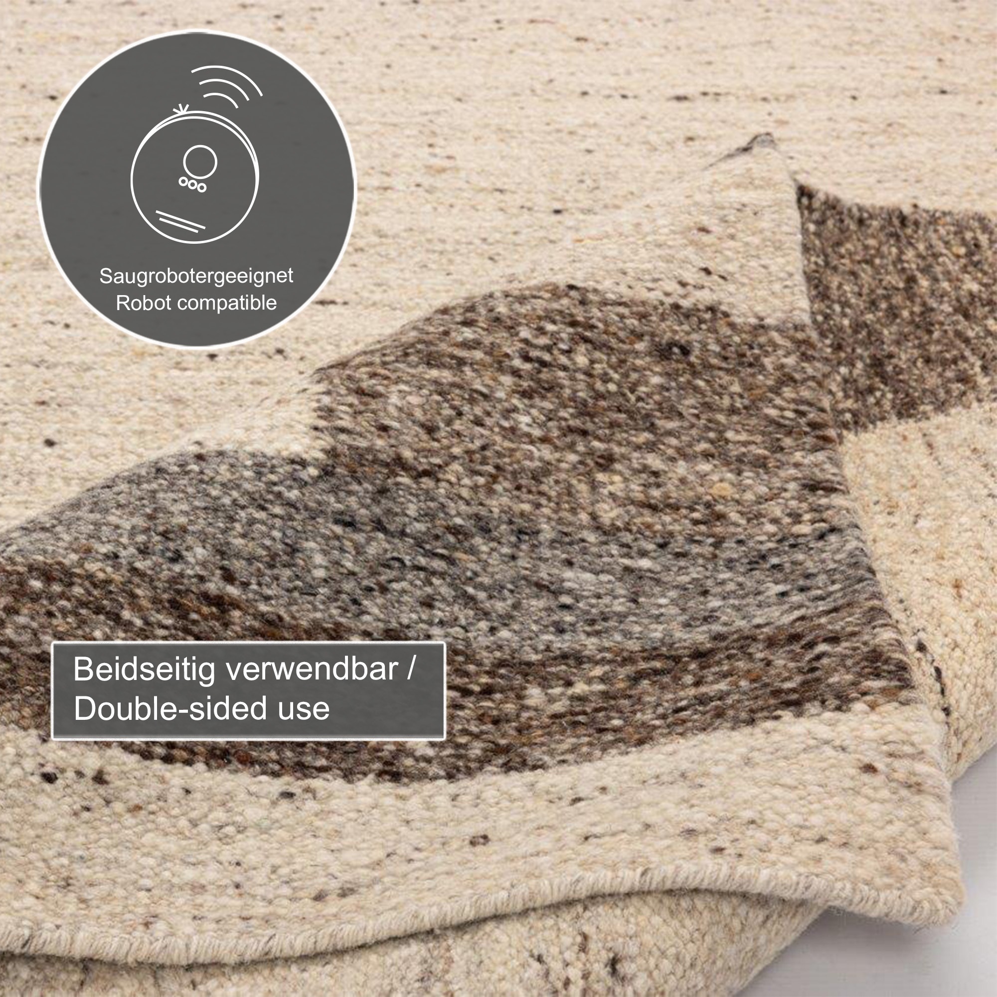 THEKO Ehrwald TK-157 Wool Rug Beige 70x140cm 3