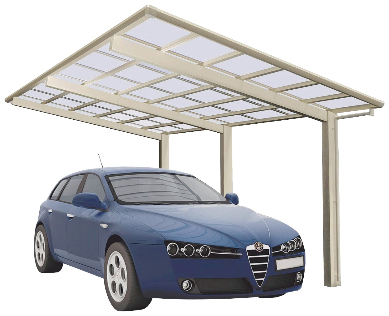 Ximax Einzelcarport "Linea Typ 110 Standard-Edelstahl-Look", Aluminium, 257 cm, edelstahlfarben, Aluminium