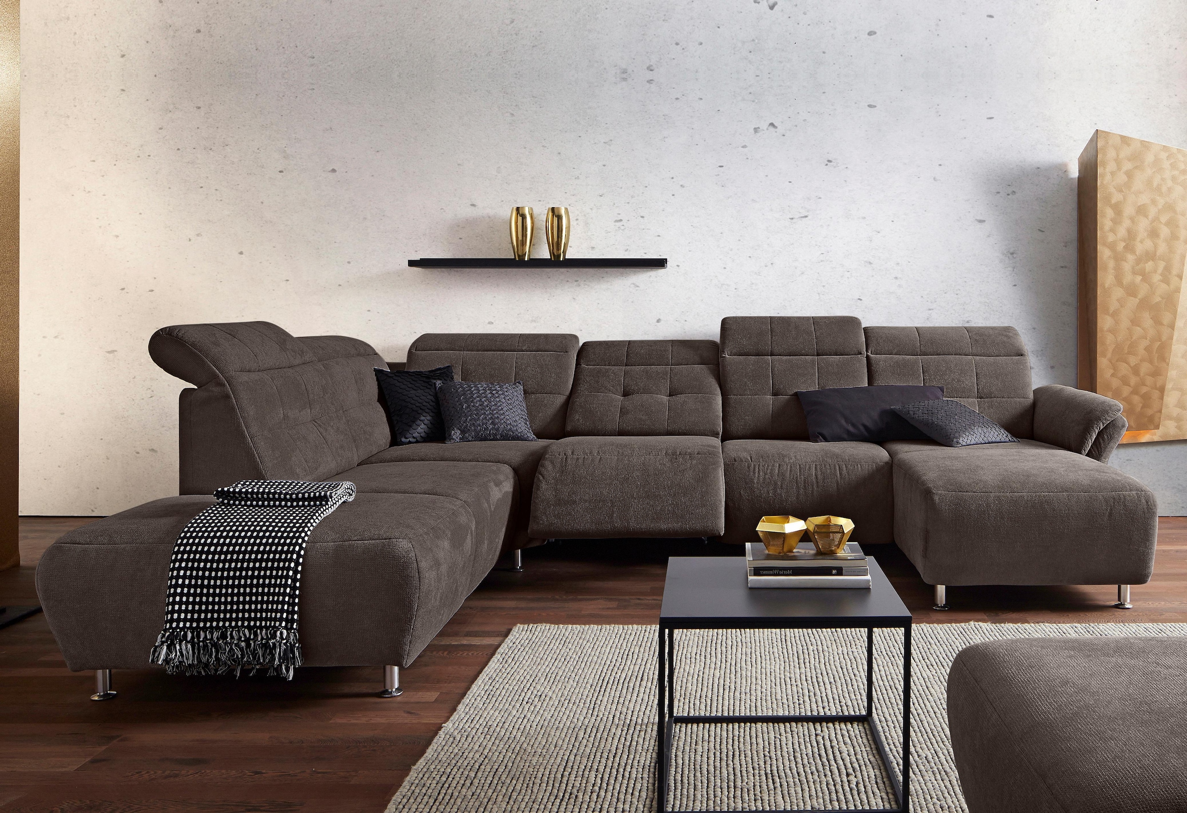 Home affaire Wohnlandschaft "Manhattan U-Form" 2 Sitze mit elektrischer Rel günstig online kaufen