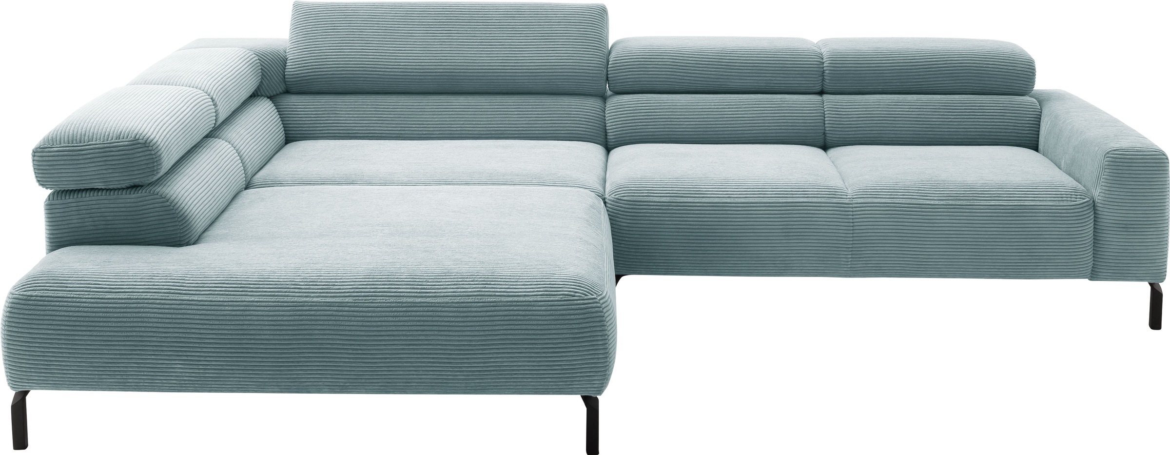 Places of Style Ecksofa »Antonelli, L-Form, inkl. Kopfteilverstellung, Breite 312 cm«, ohne Sitztiefenverstellung, in Cord, bleu
