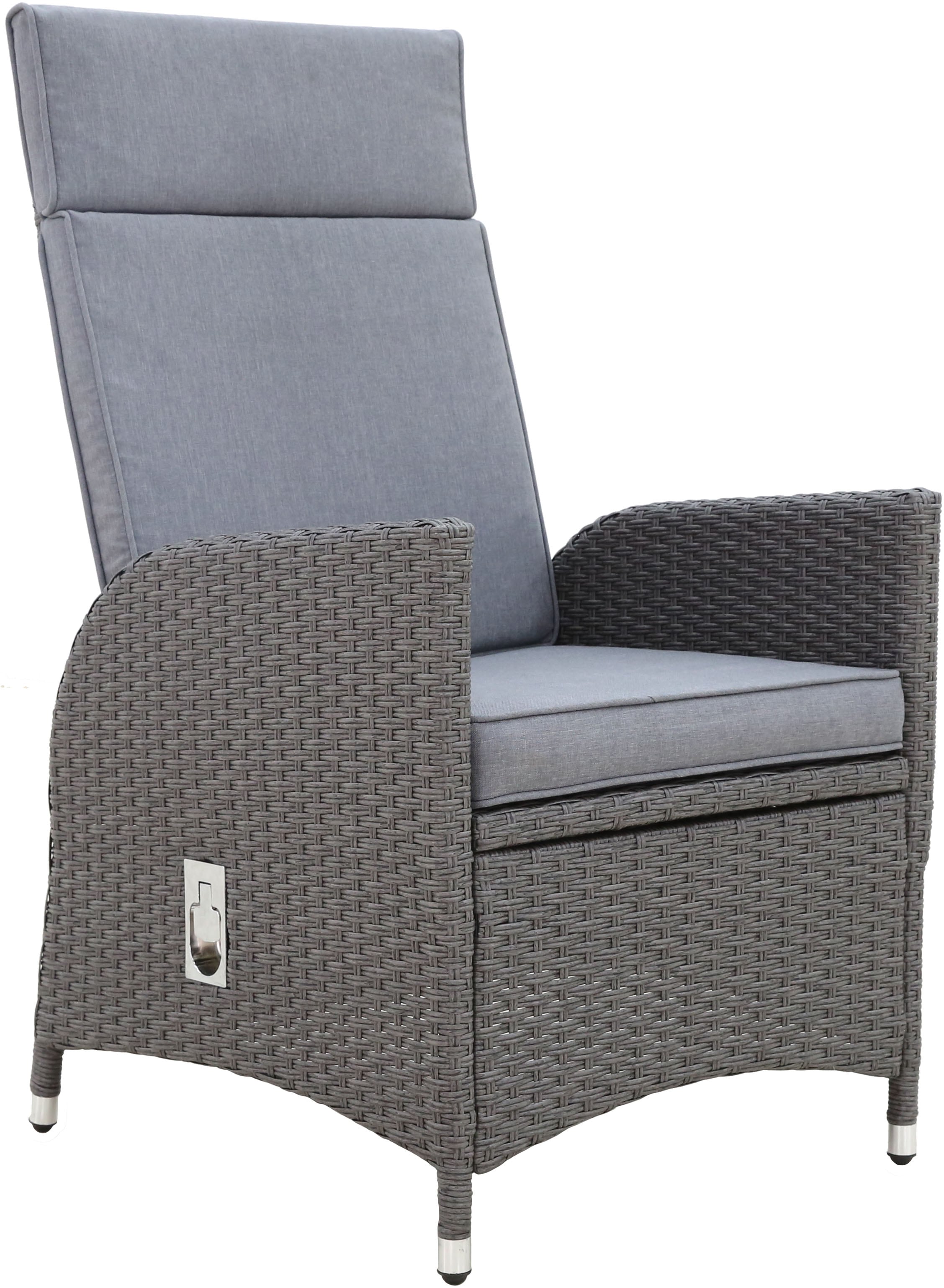 KONIFERA Garten-Essgruppe »»Newcastle««, (Set, 13 tlg., 6 Sessel, Rückenlehne verstellbar, Tisch 95x200x75 cm, inkl. Auflagen), Aluminium/Polyrattan