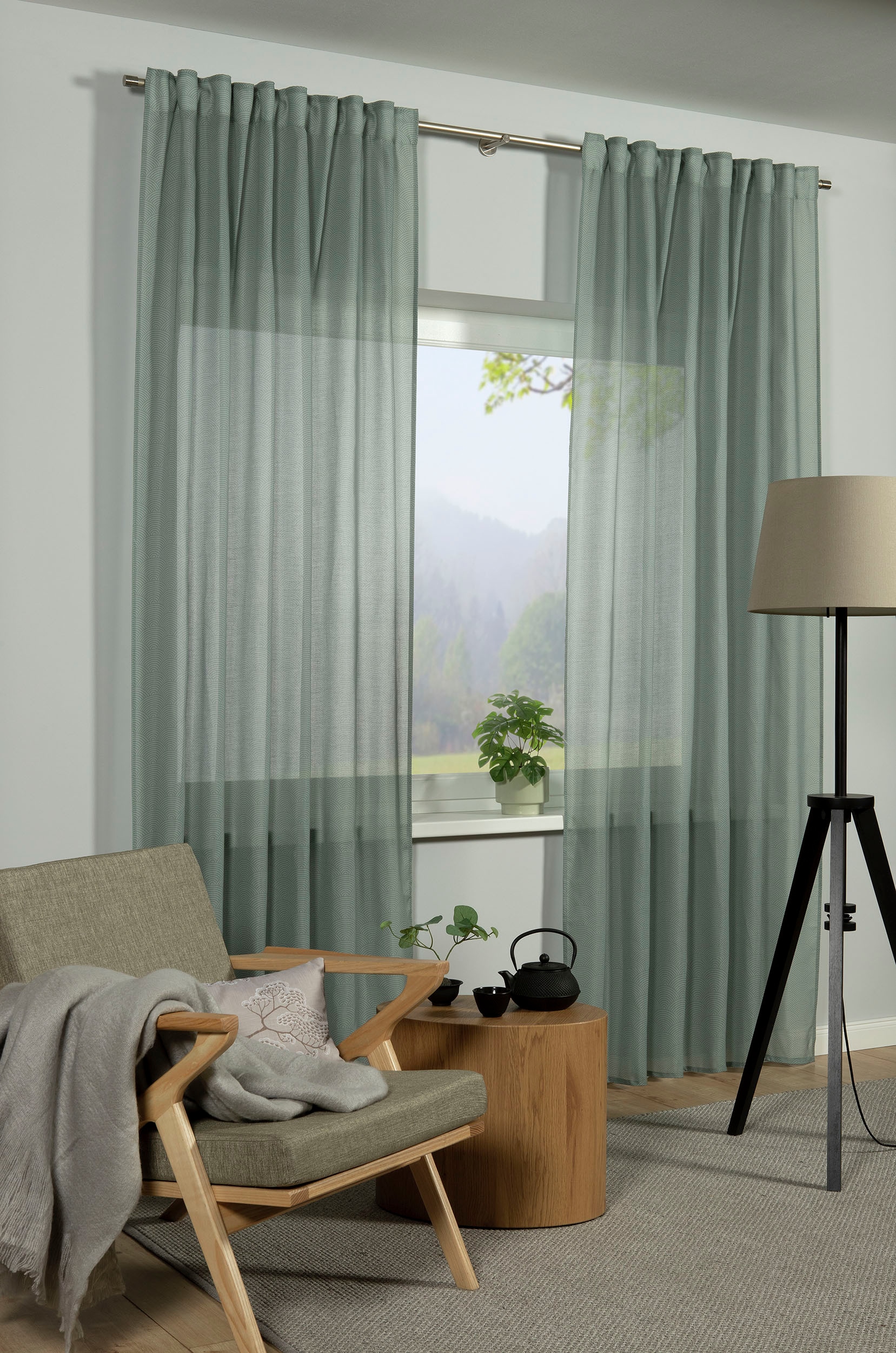 GARDINIA Gardine "GRS Schal Zen Silence mit Gardinenband" 1 Stk. tlg. blick günstig online kaufen