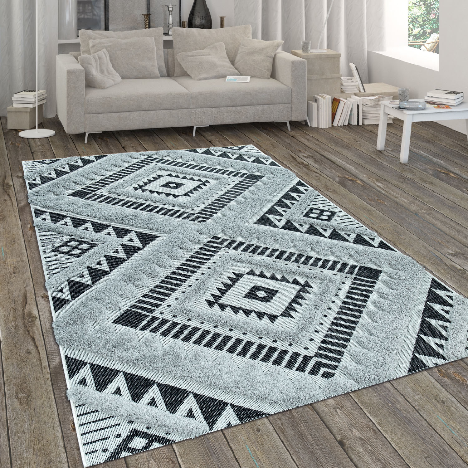 Paco Home Teppich »Eupen Rauten Muster, | Outdoor rechteckig, 471«, geeignet BAUR In- bestellen Hoch-Tief-Struktur, und