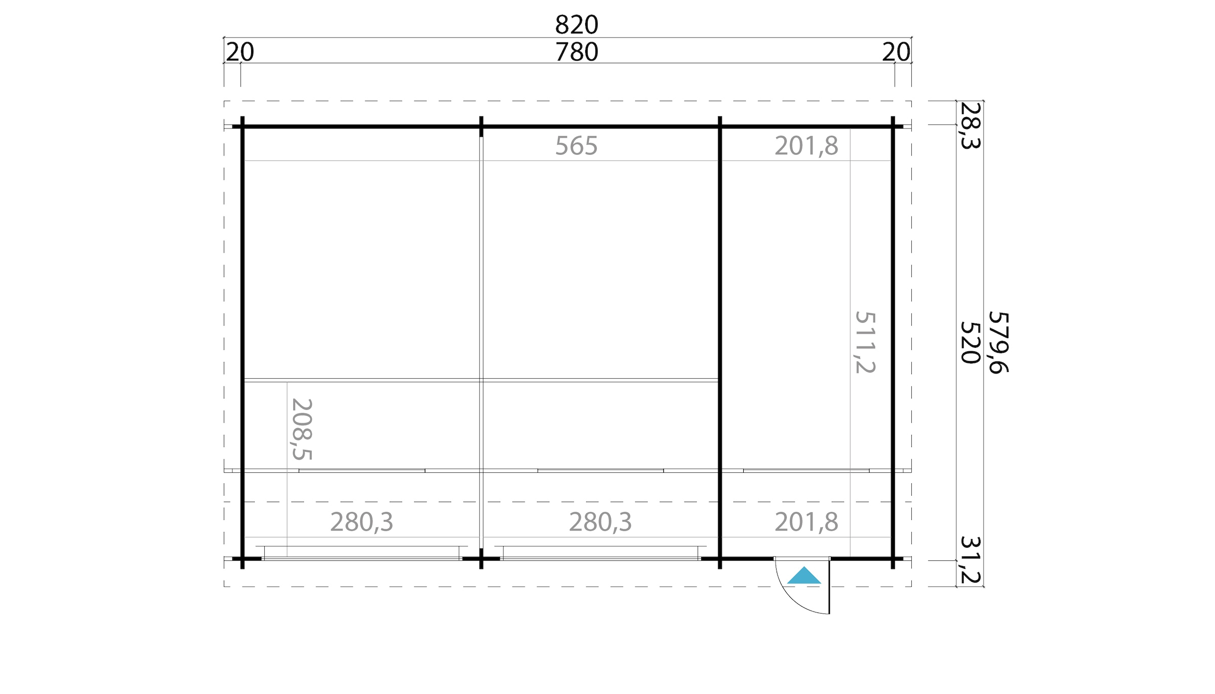 Nordic Holz Garage »HAWAII«, BxT: 820x579 cm, 207 cm Einfahrtshöhe, mit Schwingtor