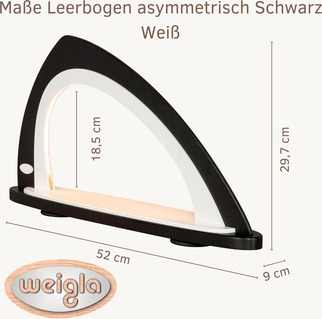 Weigla LED Schwibbogen »SCHWARZ-WEIẞ, Lichterbogen asymmetrisch zum Dekorieren aus Holz«, Erzgebirge garantiert, Deko für Weihnachten und das ganze Jahr