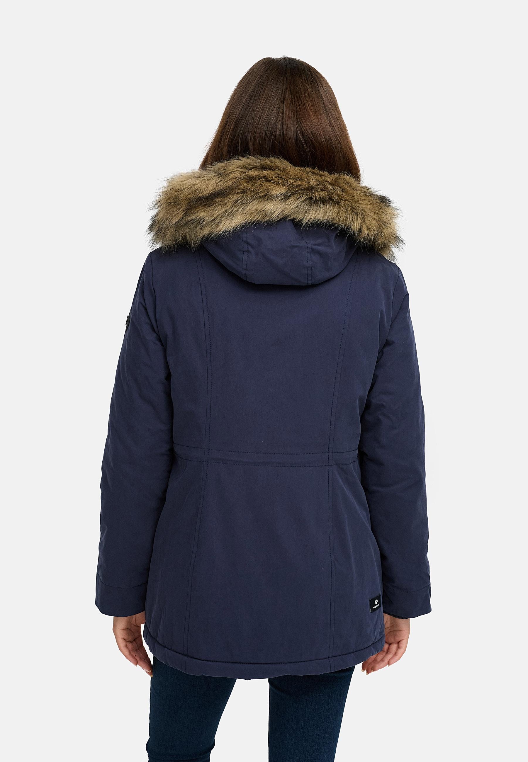 Ragwear Kurzmantel »Monadetta Warm«, Kurzer Wintermantel mit Kunstfellbesatz