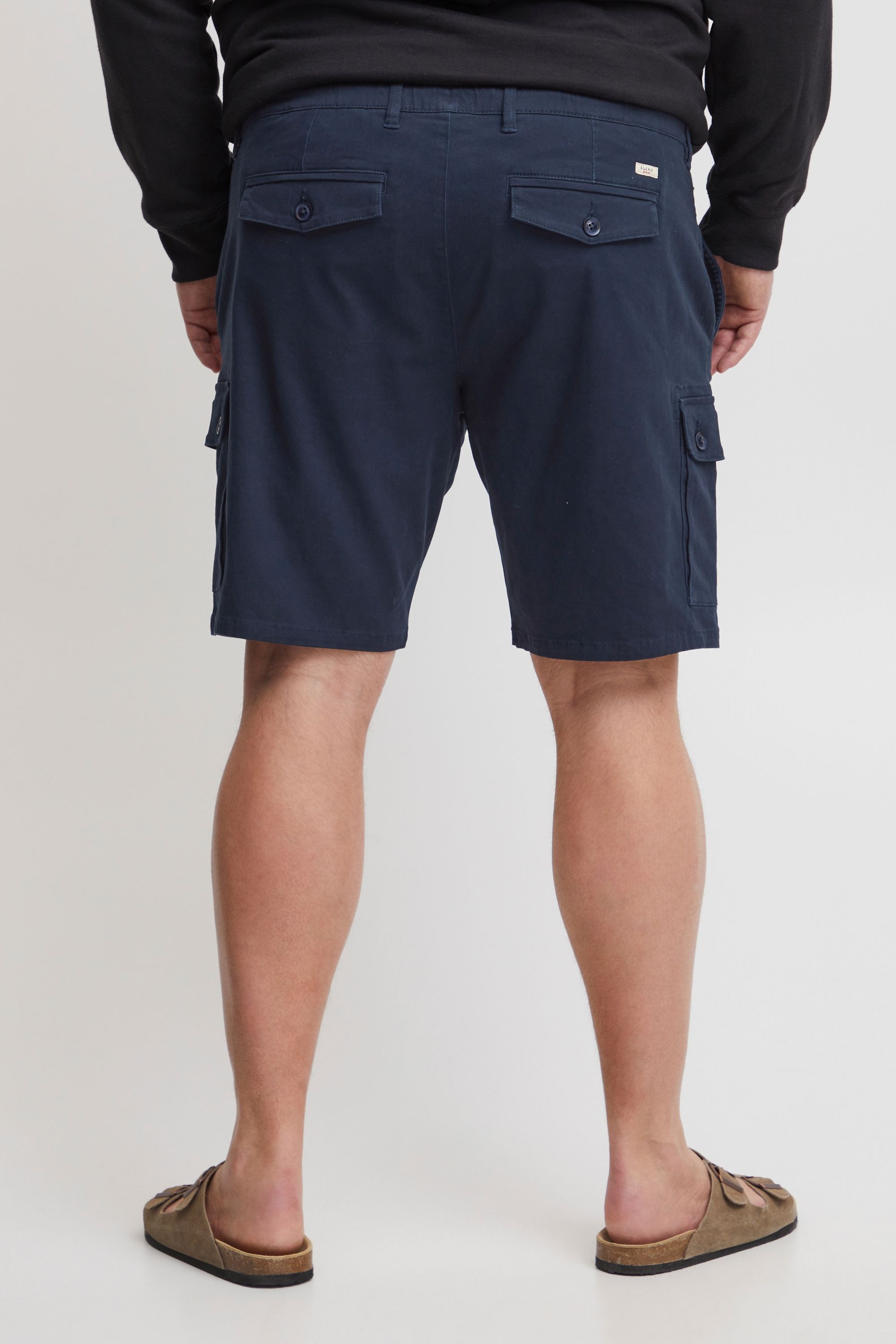 Cargoshorts BLEND "BHSiello Big & Tall", Herren, Gr. 4XL, US-Größen, blau (navy), Web, 98% Baumwolle, 2% Elasthan, unifarben, regular fit kurz, Hosen, Stilvolle Cargo Shorts mit Taschen in großen Größen 3