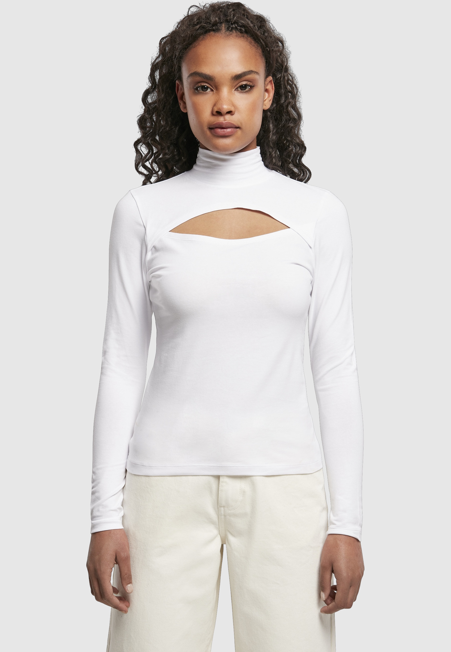 URBAN CLASSICS Langarmshirt »Urban Classics Damen Ladies Cut-Out Turtleneck Longsleeve« 1 Stk.