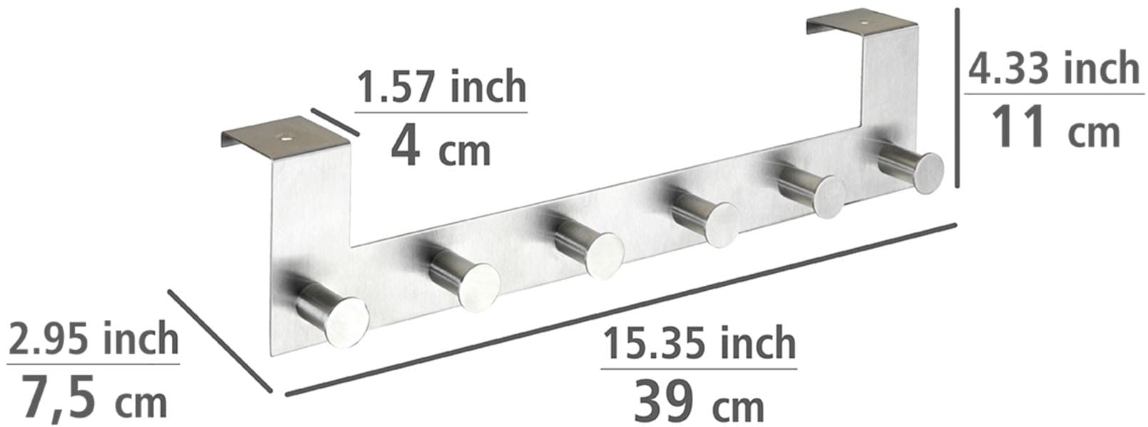 WENKO Türhaken »Modell Celano«, Türgarderobe, Hakenleiste mit 6 Haken, für einen Türfalz von 4 cm