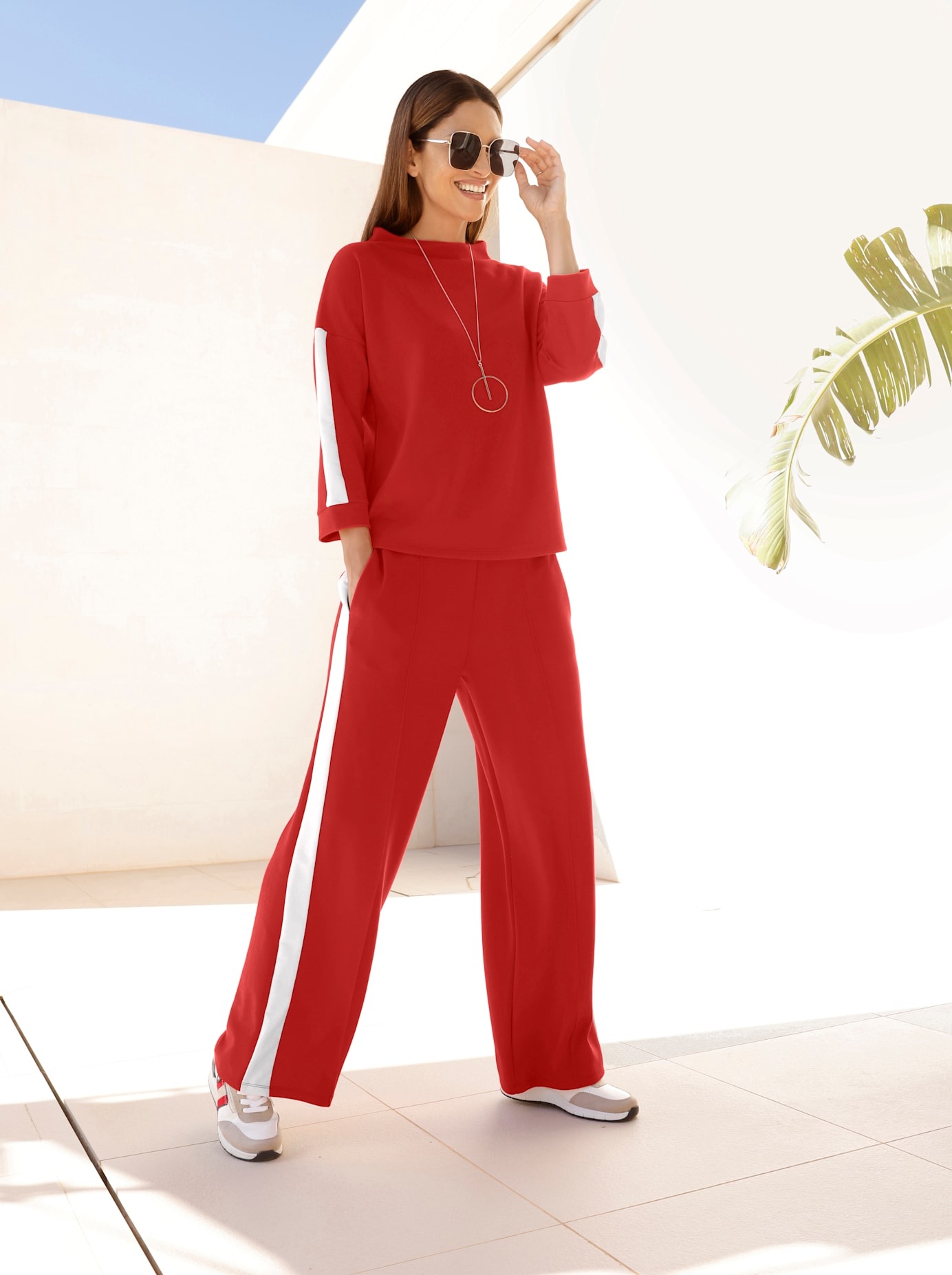 Inspirationen Damen Jerseyhose Erdbeere-Weiß Gr. 40 3