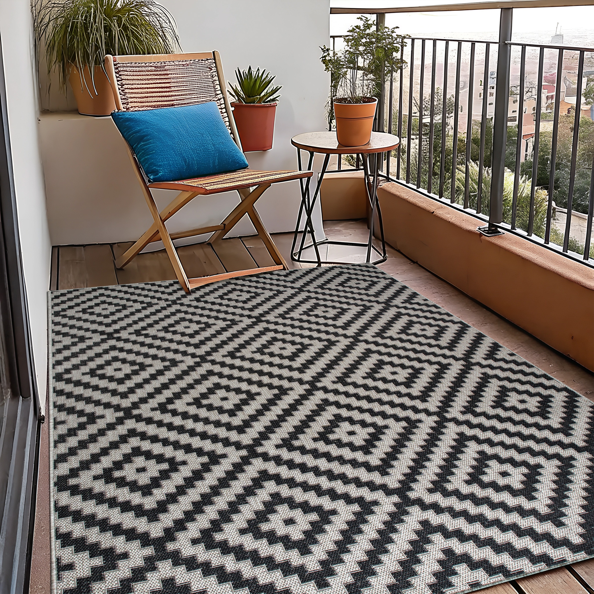 my home Teppich »Cordoba auch als Läufer erhältlich«, rechteckig, 3 mm Höhe, In- und Outdoor geeignet, Sisal-Optik, Wetterfest & UV-beständig, Boho