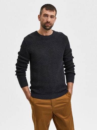 SELECTED HOMME Rundhalspullover "SLHVINCE LS KNIT BUBBLE CREW NECK NOOS" günstig online kaufen