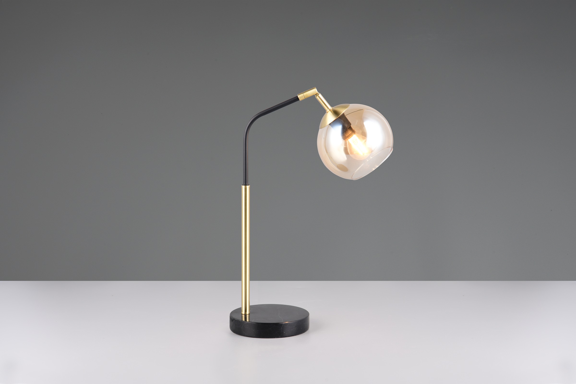TRIO Leuchten Schreibtischlampe »PAXTON, exkl. 1x E14 max 10W, Leseleuchte Nachttischlampe«, 1 flammig, Leuchtmittel E14 | Leuchtmittel wechselbar, mit Glas Lampenschirm, Schnurschalter, Höhe 45 cm, Tiefe 28 cm