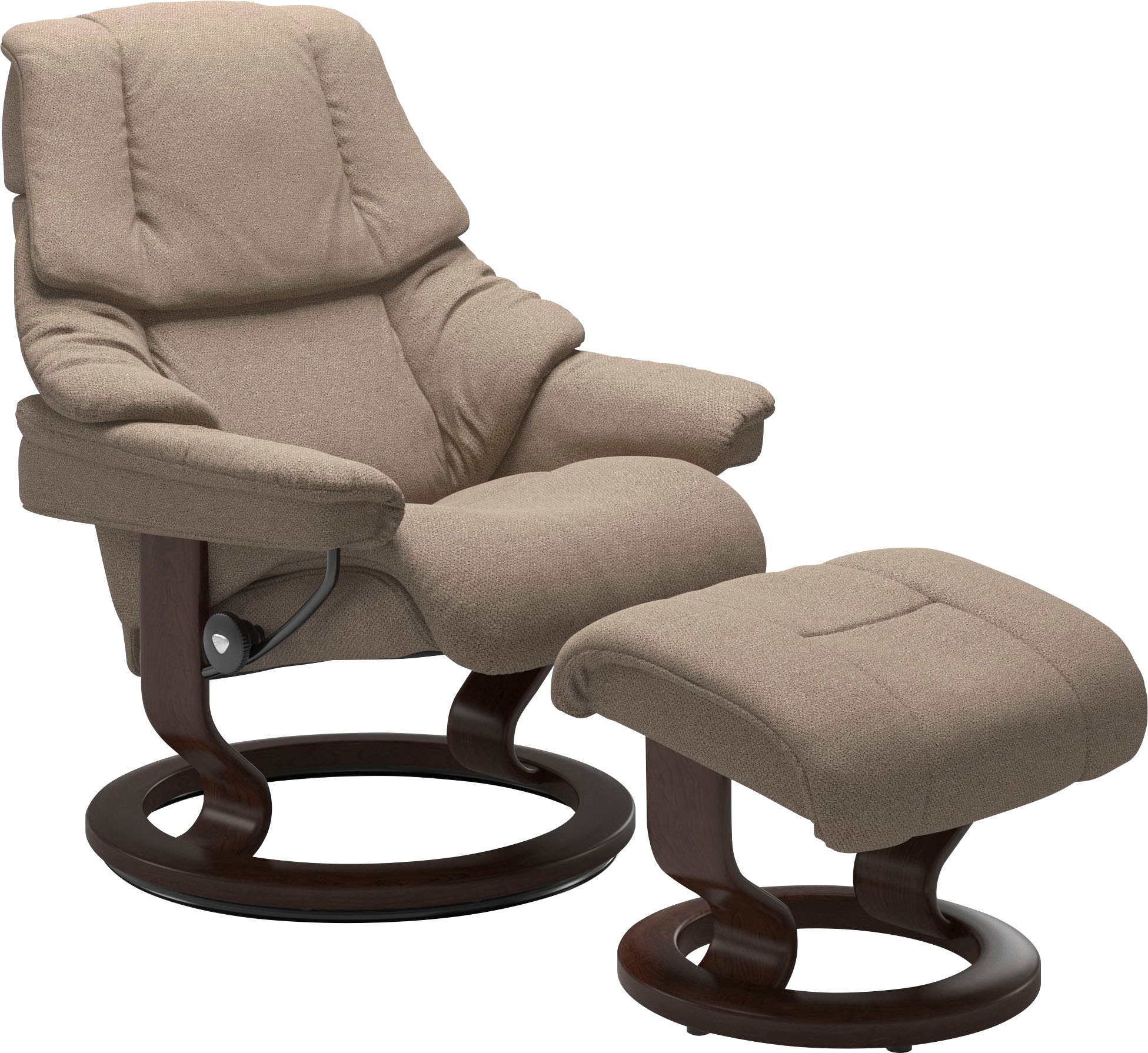 Stressless® Relaxsessel »Reno«, (Set, Relaxsessel mit Hocker), mit Hocker, mit Classic Base, Größe S, M & L, Gestell Braun