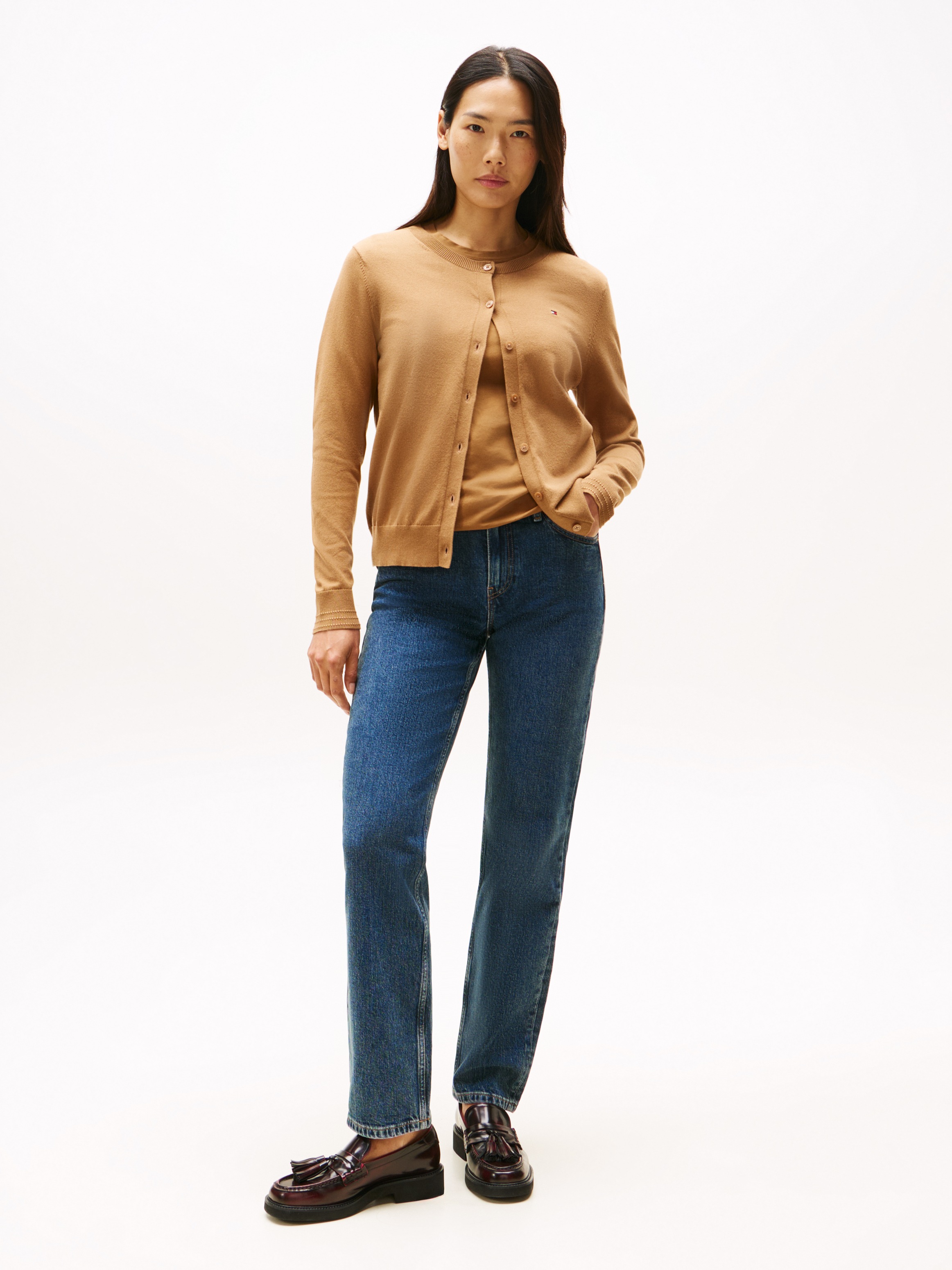 Tommy Hilfiger Cardigan "CO JERSEY STITCH CARDIGAN", mit Logostickerei günstig online kaufen