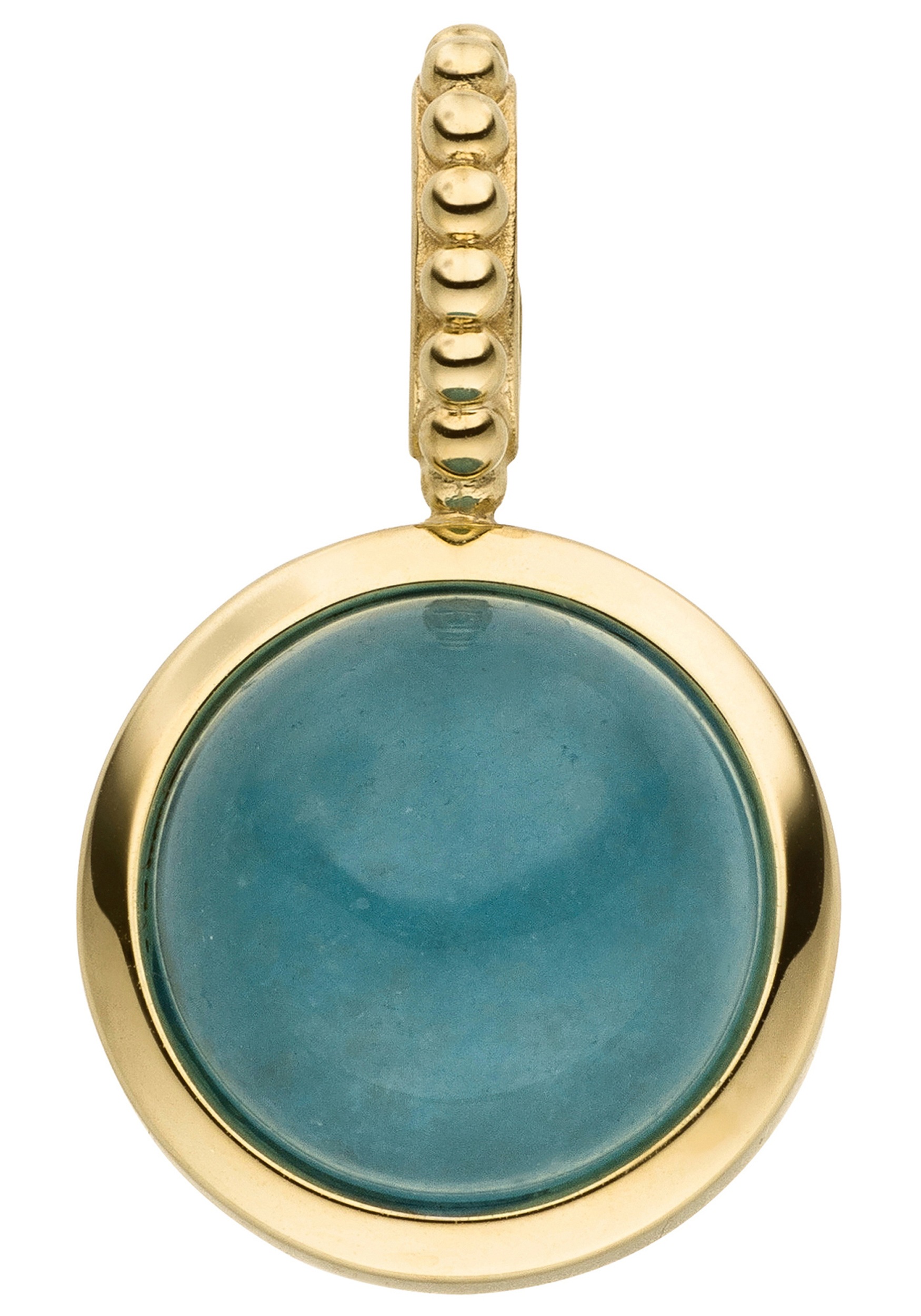 JOBO Kettenanhänger, 375 Gold mit Chalcedon blau rund