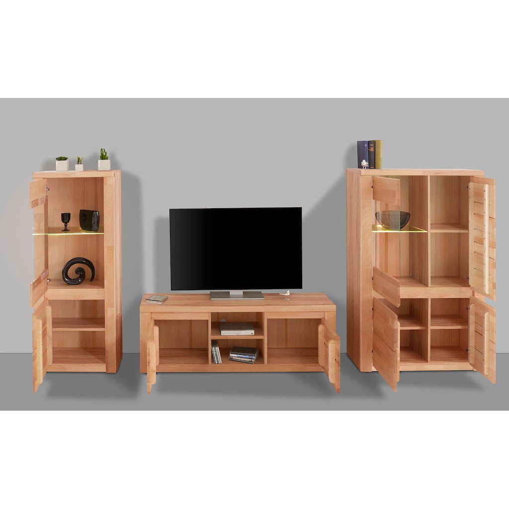 Home affaire Wohnwand »Burani«, (Set, 3 St.), teilmassives Holz