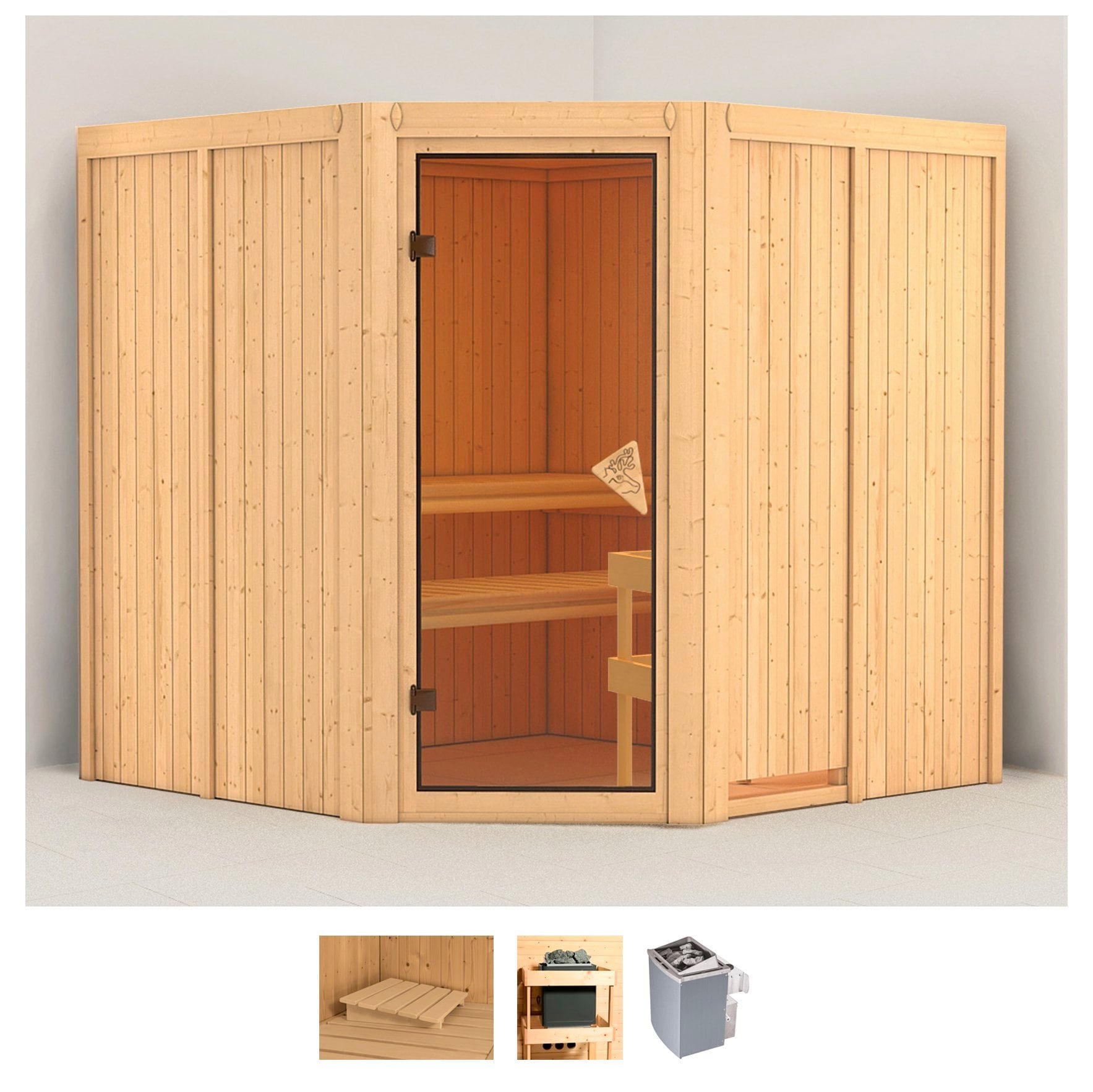 Karibu 1100000002199 "Jarin" Set, Ofen 9 kW integr. Strg