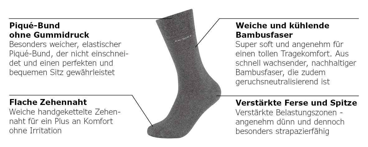 Camano Langsocken »ca-soft« 4 Stk. tlg. verstärkte Ferse und Spitze