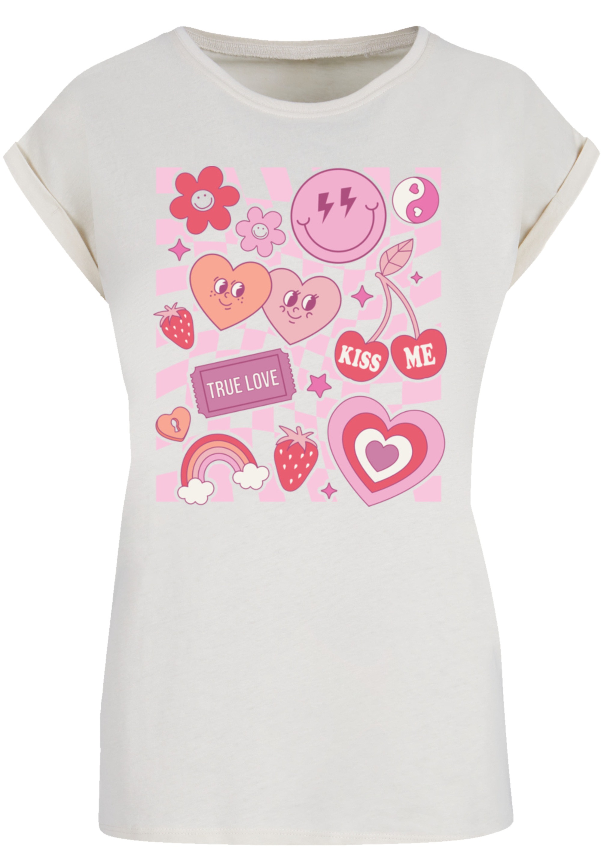 F4NT4STIC T-Shirt »Retro Valentinstag Herz Rainbow Fruits«, Premium Qualität