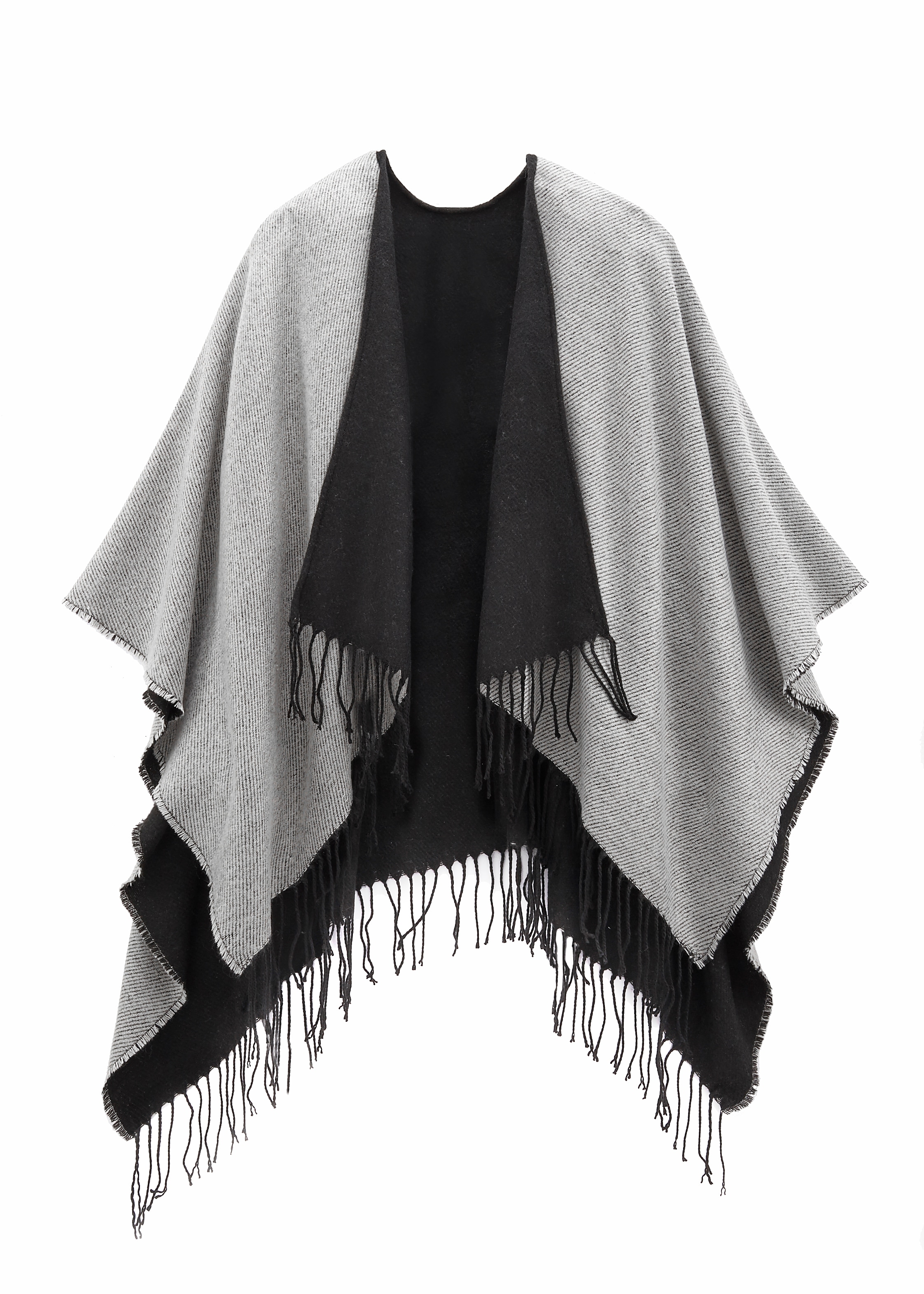 LASCANA Strickponcho, Poncho zum Wenden, Cape, Fransentuch VEGAN