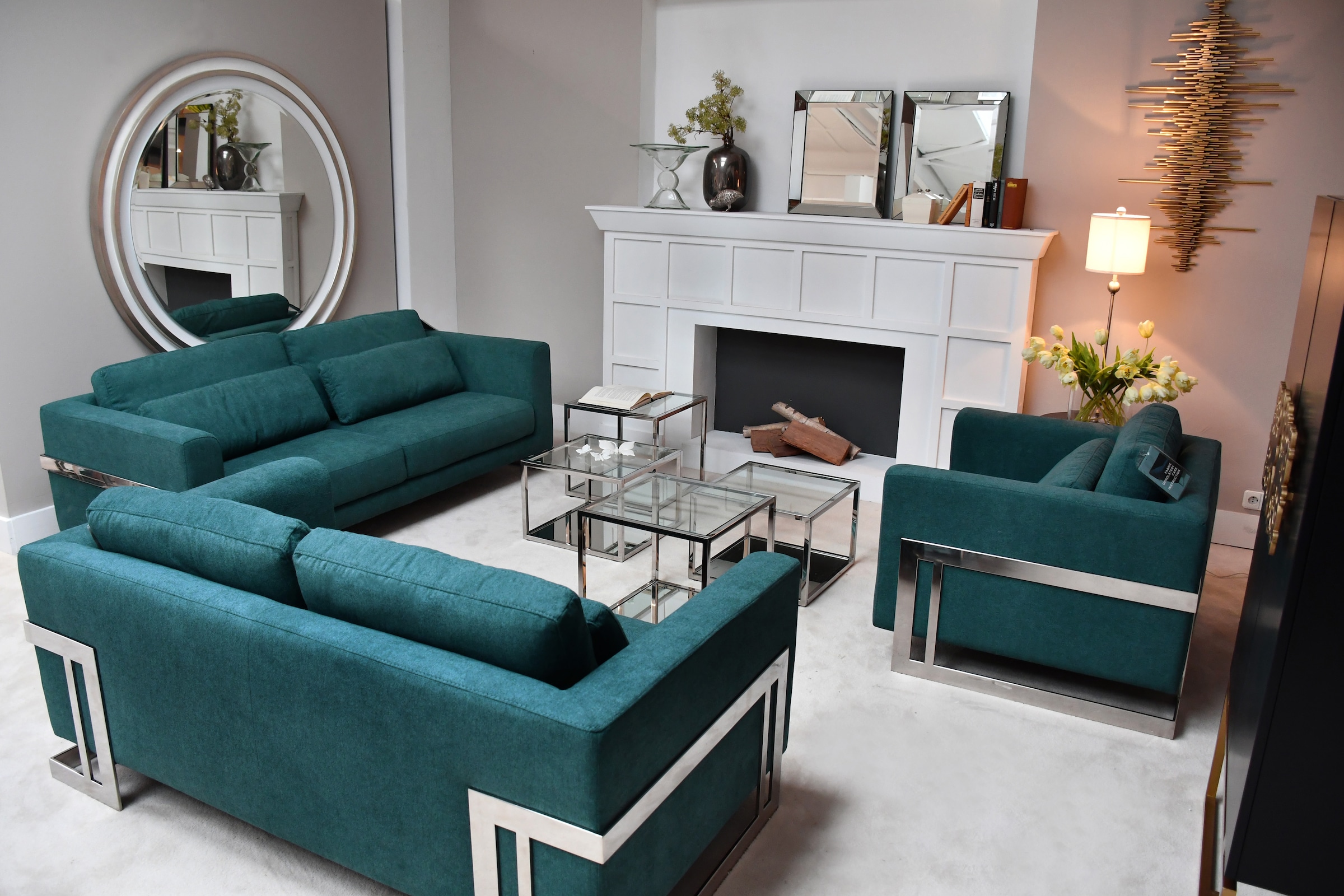 Leonique 2-Sitzer »New York«, Petrolblaues 2-Sitzer Sofa, Edelstahlgestell, 175x84x96, Sitzhöhe 44cm