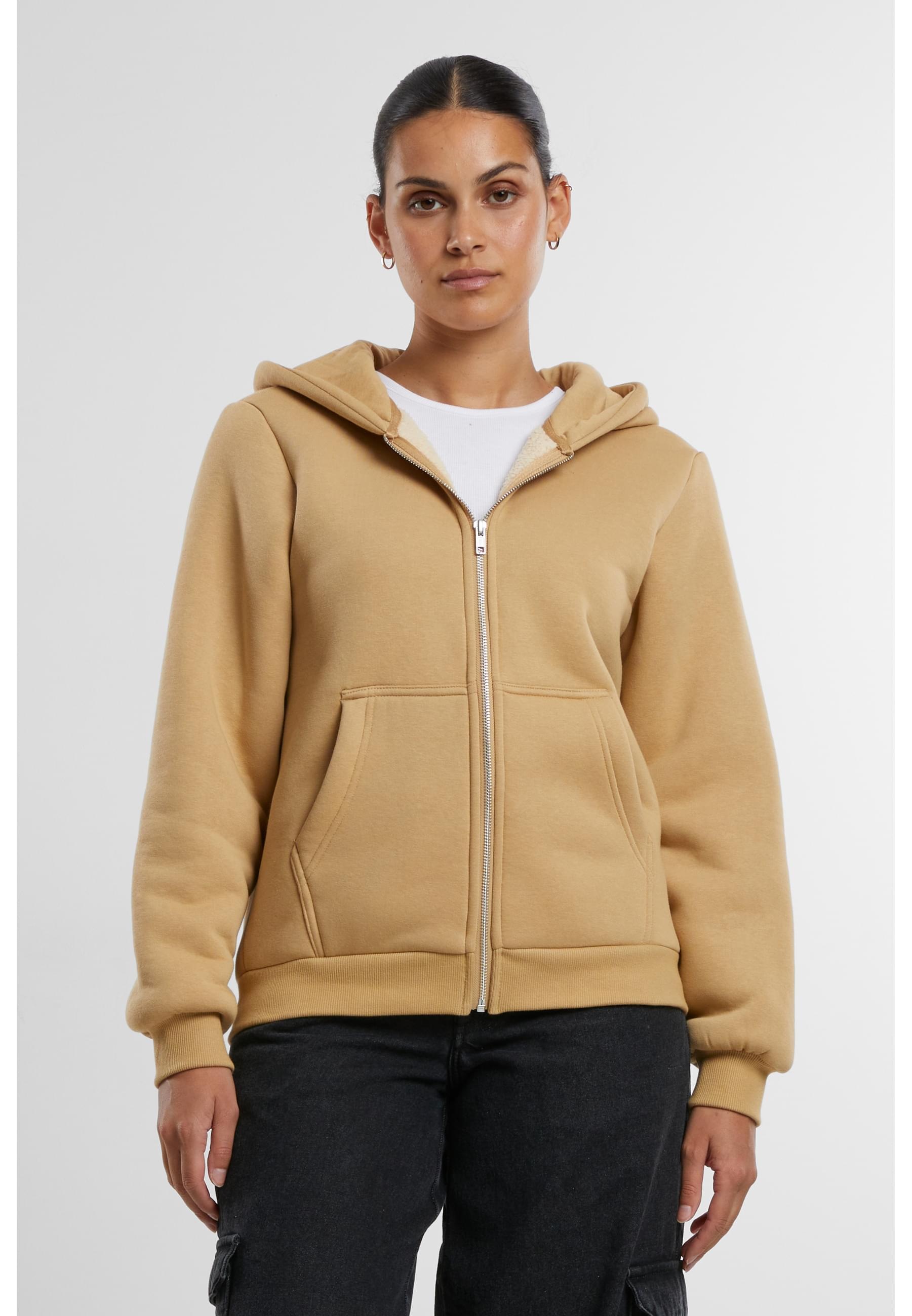 URBAN CLASSICS Sweatjacke »Urban Classics Ladies Bonded Sherpa Zip Hoody«
