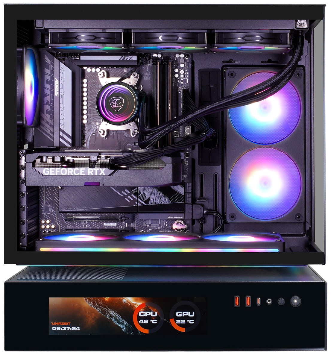 Cougar Gaming-PC »CFV235 Vision BK 8084 AMD Ryzen 7 9700X 32GB DDR5 2TB SSD RTX 5070Ti« Windows 11, DDR5 RAM, Wasserkühlung