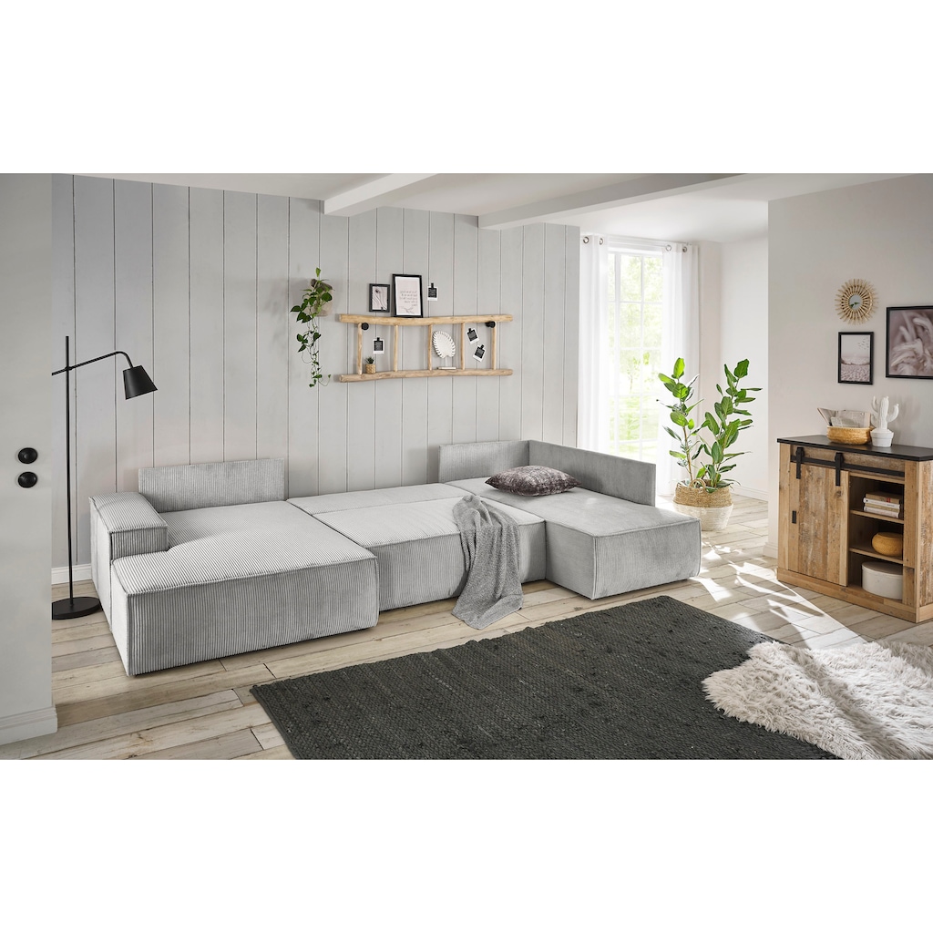 Home affaire Wohnlandschaft »SHERWOOD XXL 329 cm Schlafsofa, U-Form«