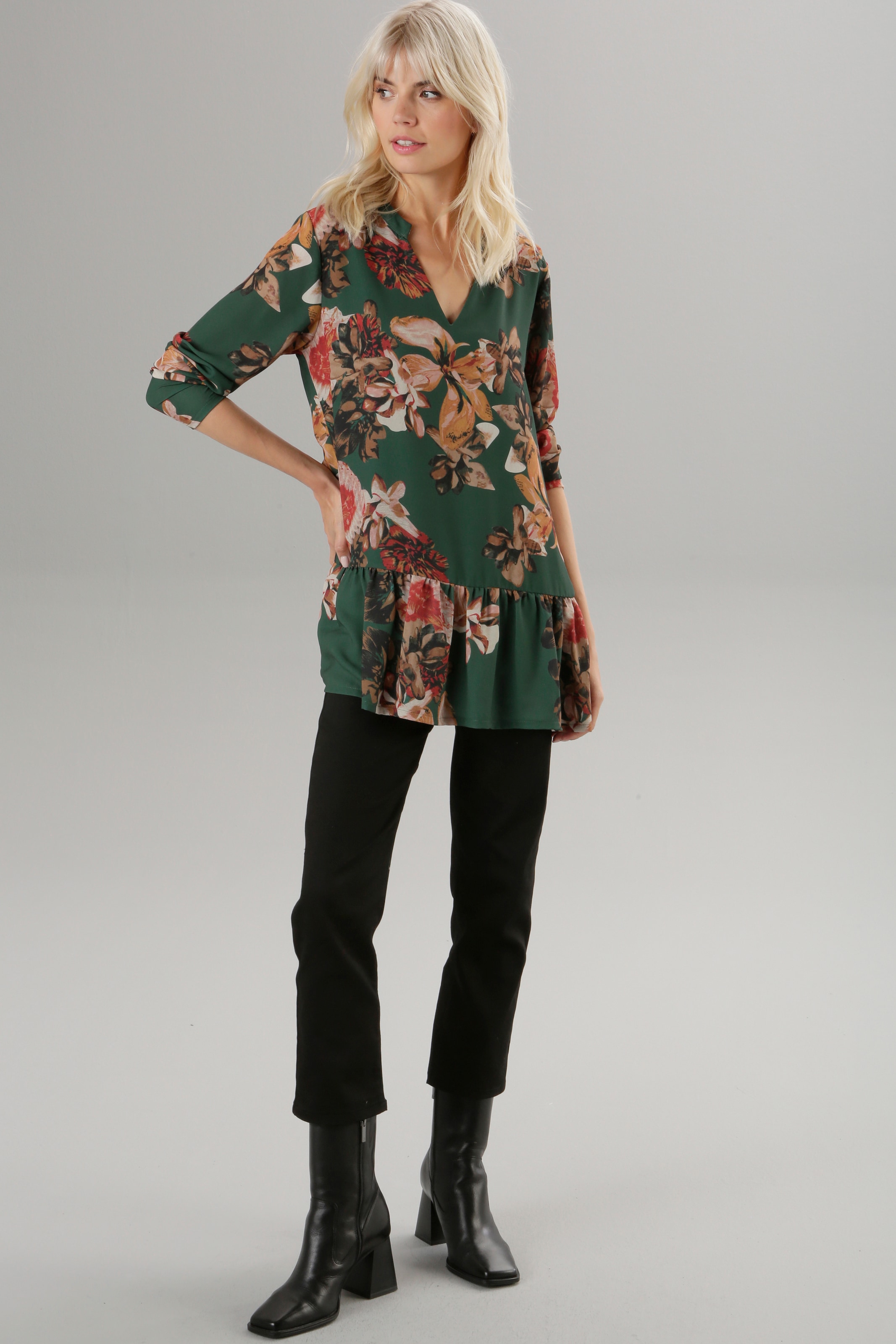 Aniston SELECTED Tunika, - mit kaufen KOLLEKTION BAUR Volant Blumendruck | und NEUE für
