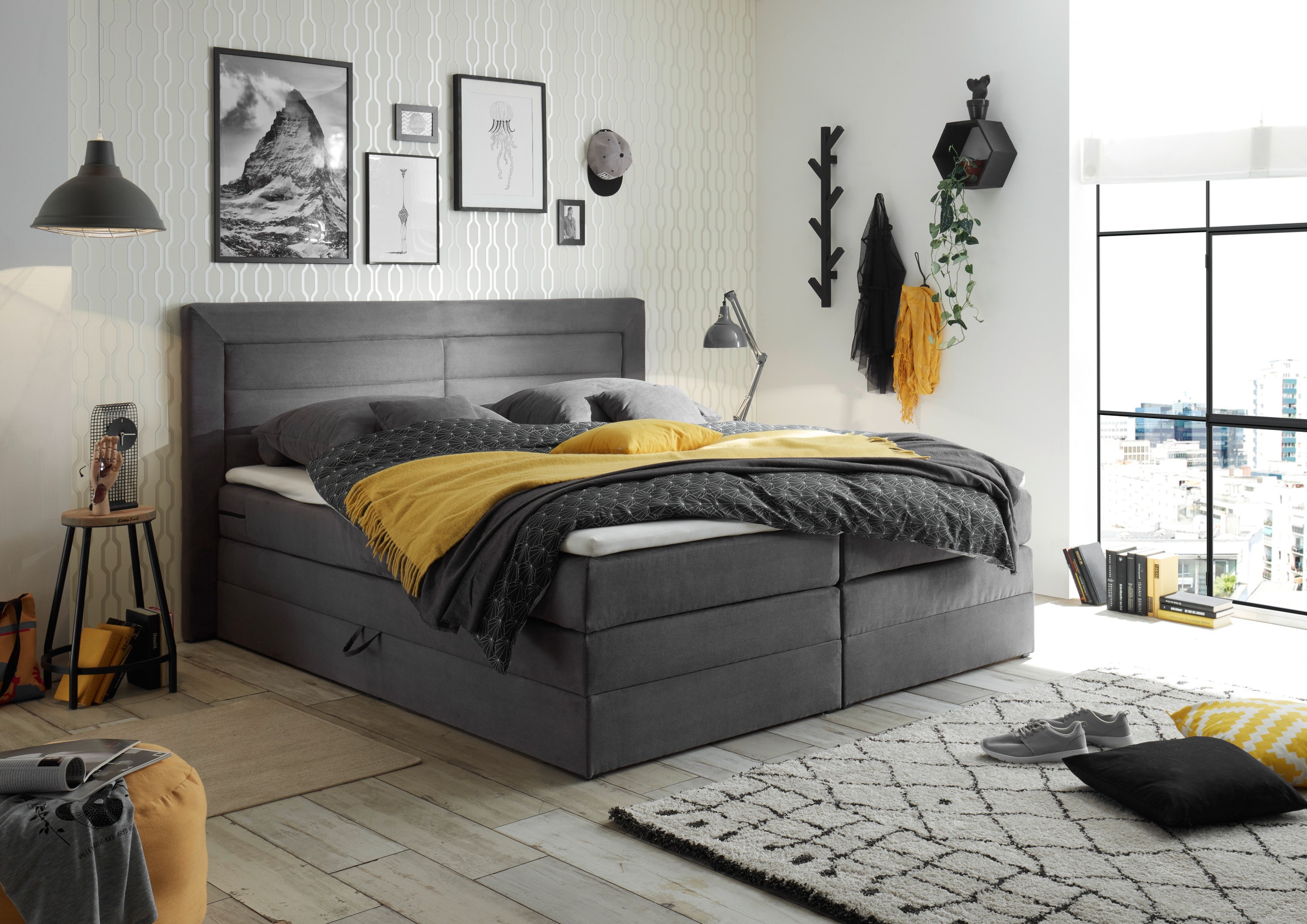 Boxspringbett Saba, (6 St.), inkl. zwei Bettkästen und Topper