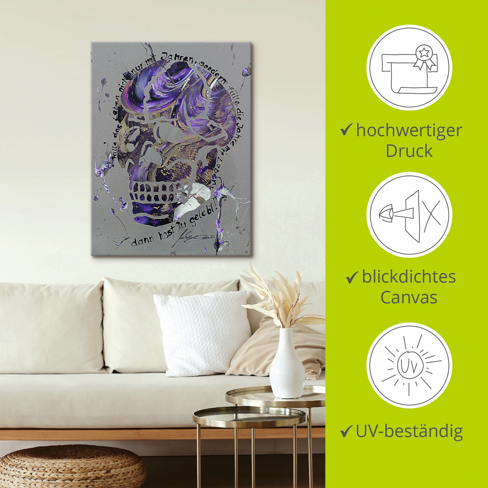 Artland Wandbild »Totenkopf 3«, Körper, (1 St.), als Leinwandbild, Wandaufkleber in verschied. Größen