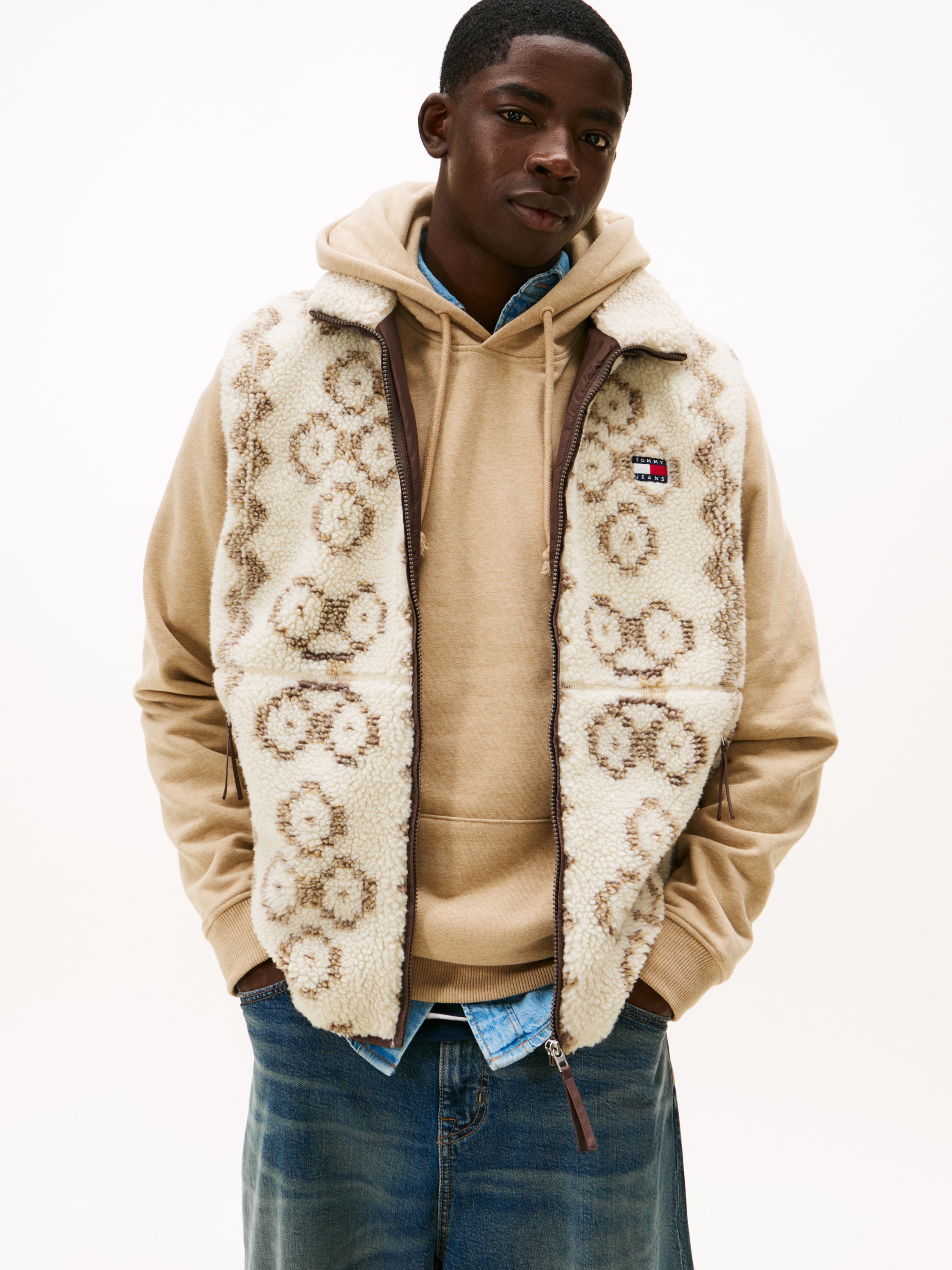 Tommy Jeans Fleeceweste "TJM TEDDY AOP" Stehkragen, normale Passform günstig online kaufen