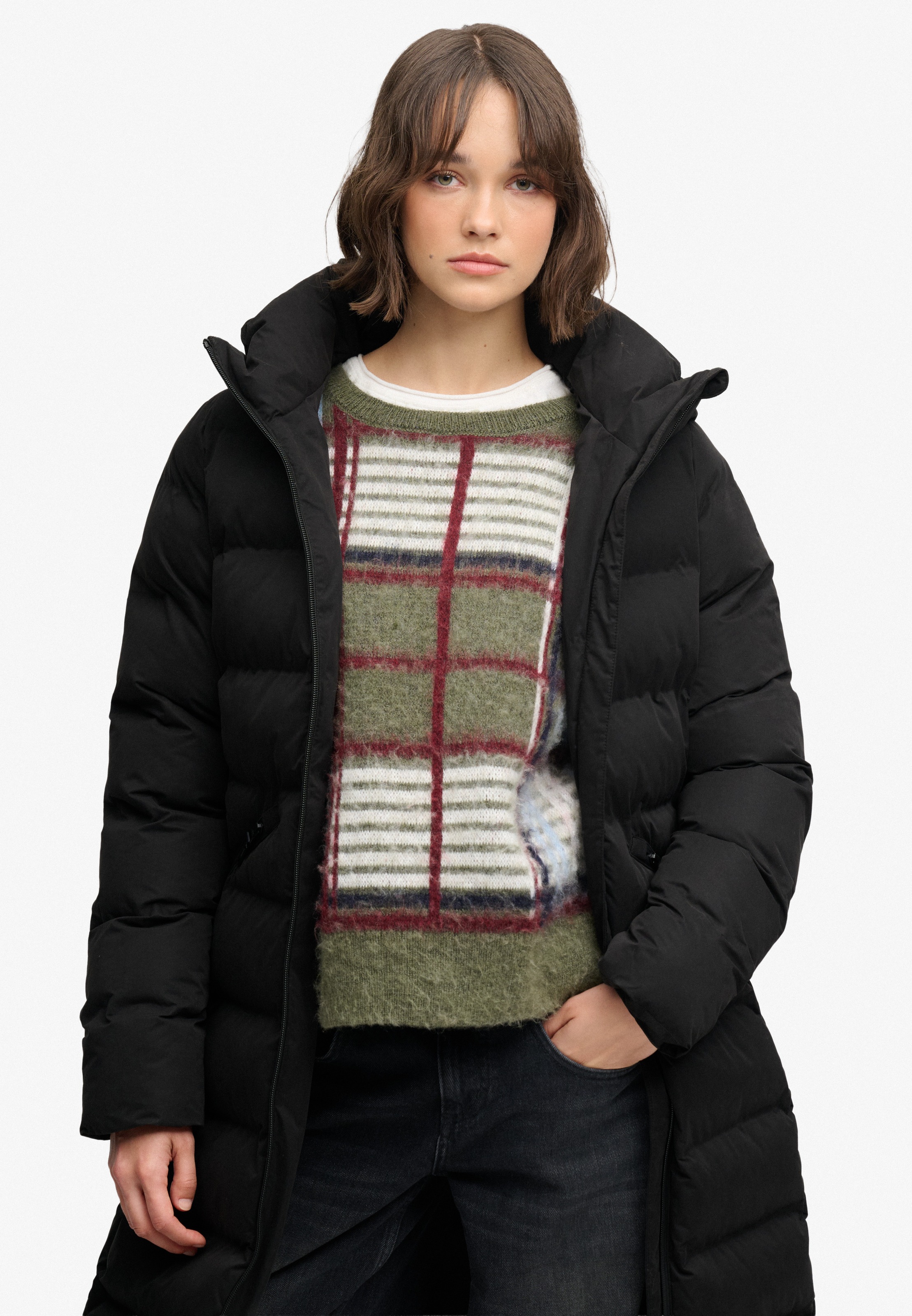 Superdry Steppjacke »CITY LONGLINE MICROFIBRE JKT« Kunstfaser, relaxed fit