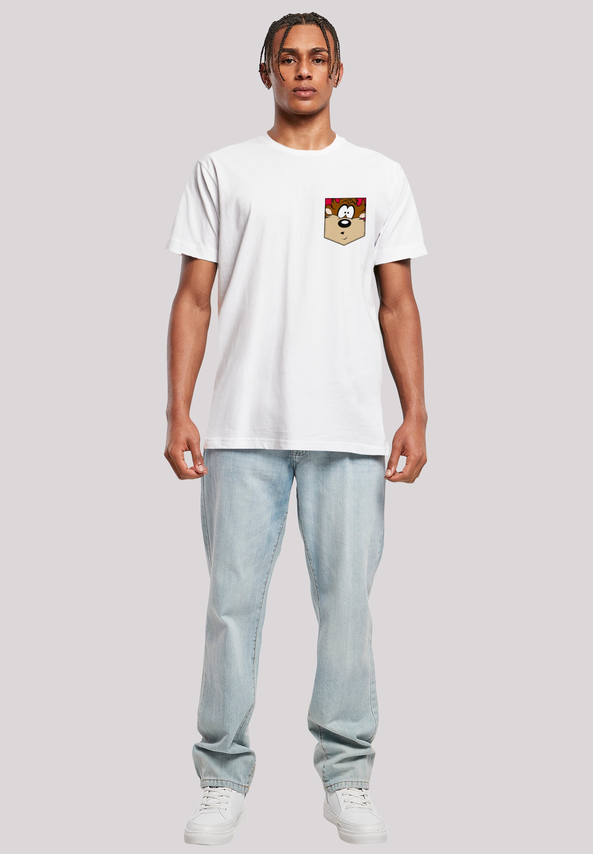 F4NT4STIC T-Shirt »Looney Tunes Tasmanian Devil Face Faux Pocket« Print