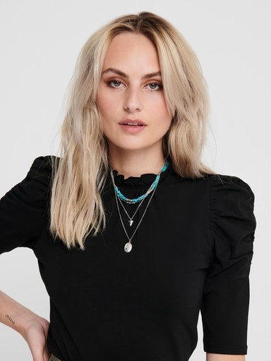 ONLY Stehkragenshirt »ONLLIVE LOVE SCARLETT 2/4 TOP JRS« Baumwollmischung, regular fit