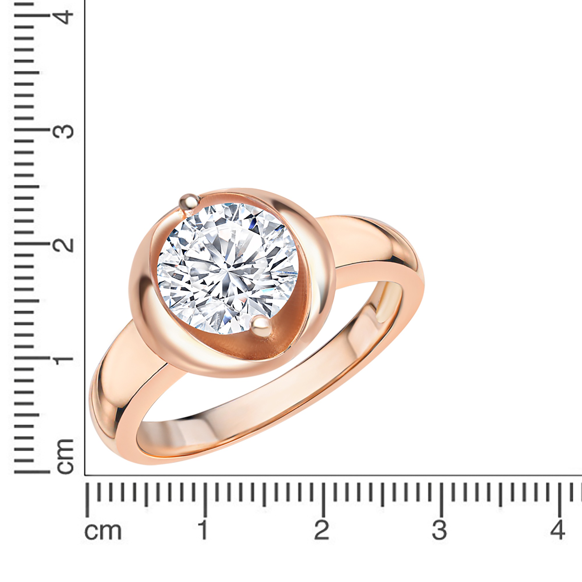 Zeeme Fingerring »Silber 925 rosé-vergoldet mit weiße Zirkonia-Stein 8mm«