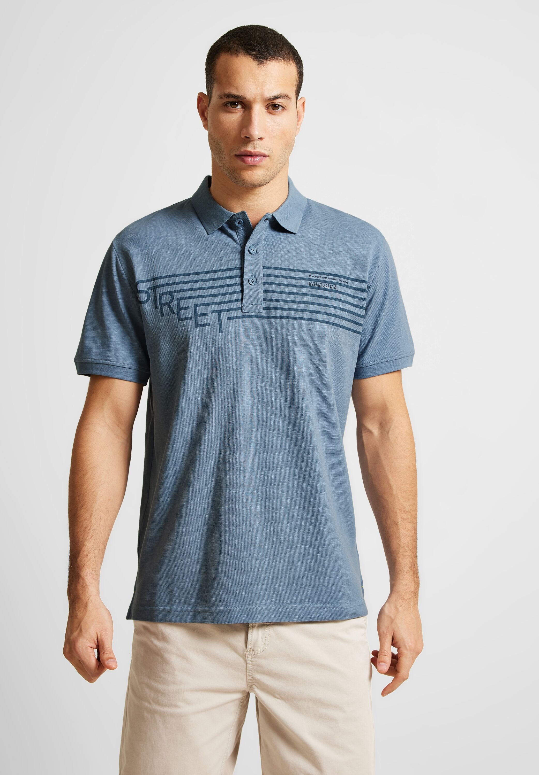 STREET ONE MEN Poloshirt, aus reiner Baumwolle