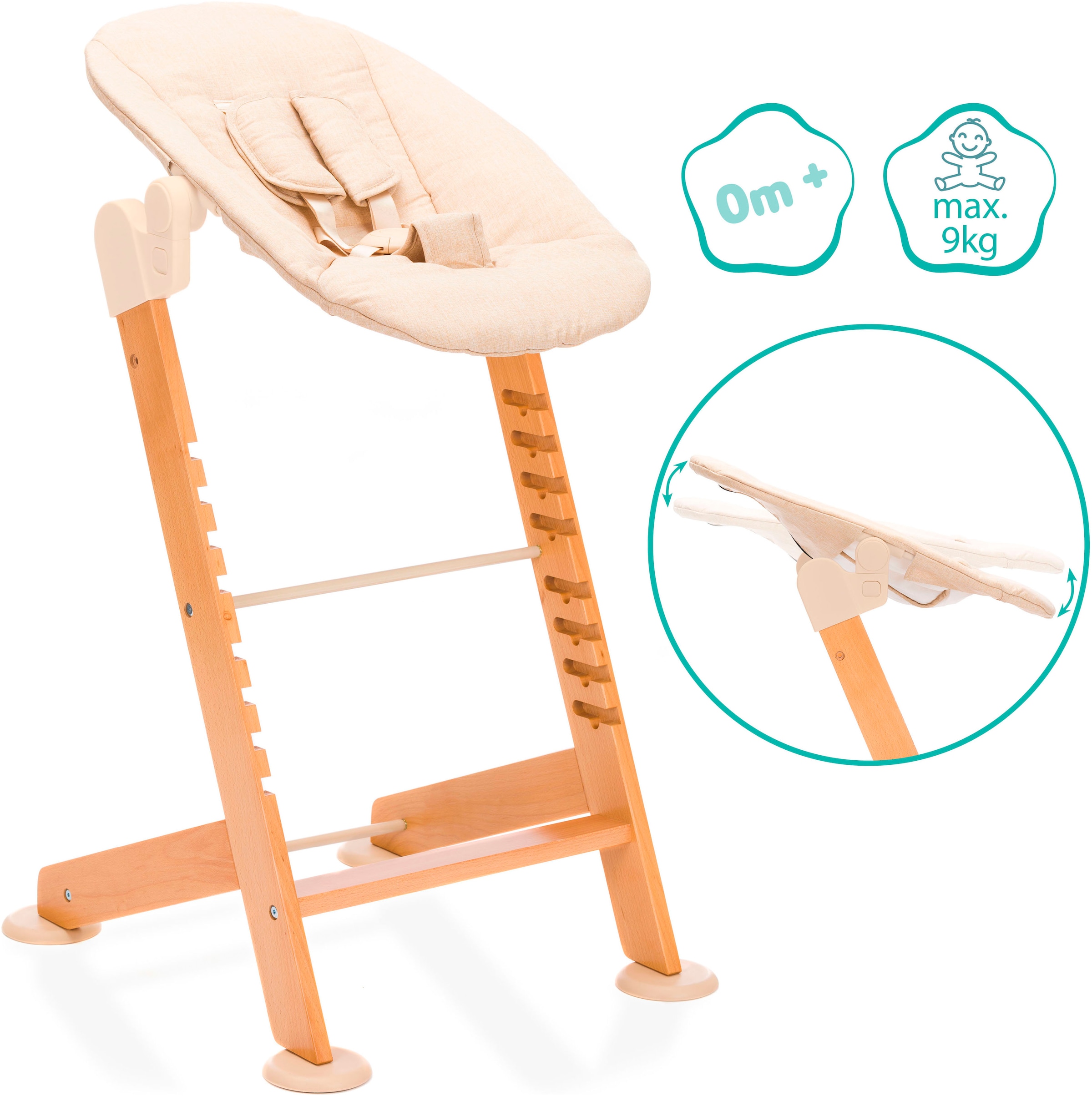 Fillikid Hochstuhl »Pia Swing«, (Set), 3 St., inkl. Neugeborgenenaufsatz und Wippe