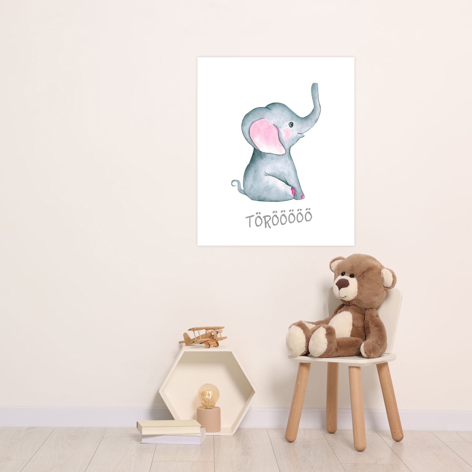 Lüttenhütt Bild mit Rahmen "oder Poster, Elefant mit Spruch" Elefant Elefanten Elefanten Bilder Fantasy Tiere 1 Stk. tlg. HD Premium Druck