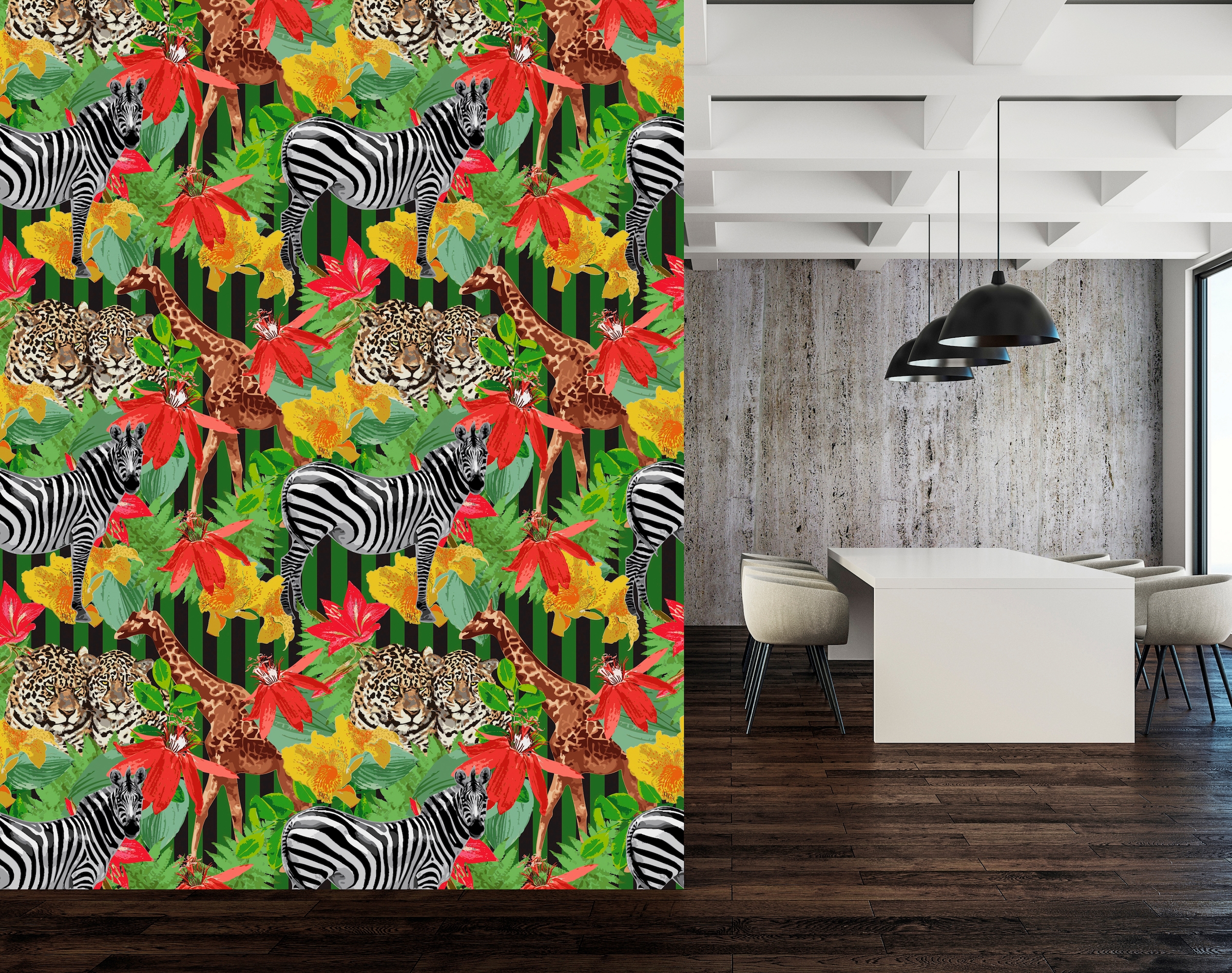 queence Vinyltapete »Malin«, bedruckt-Motiv-botanisch-floral-gemustert-natürlich, 90x250cm, selbstklebend, kinderleichte Anbringung, Sticker
